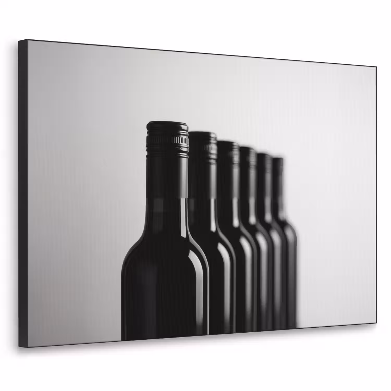 Wijnflessen - Zwart - Minimalistisch Textielframe - compleet frame klein -3d