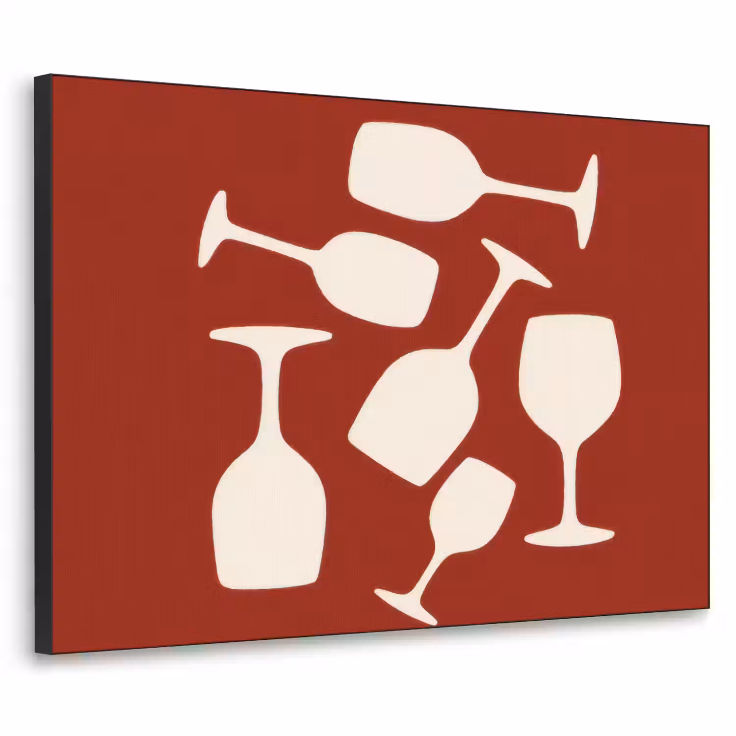 Wijnglazen - Silhouetten - Wit Textielframe - compleet frame klein -3d