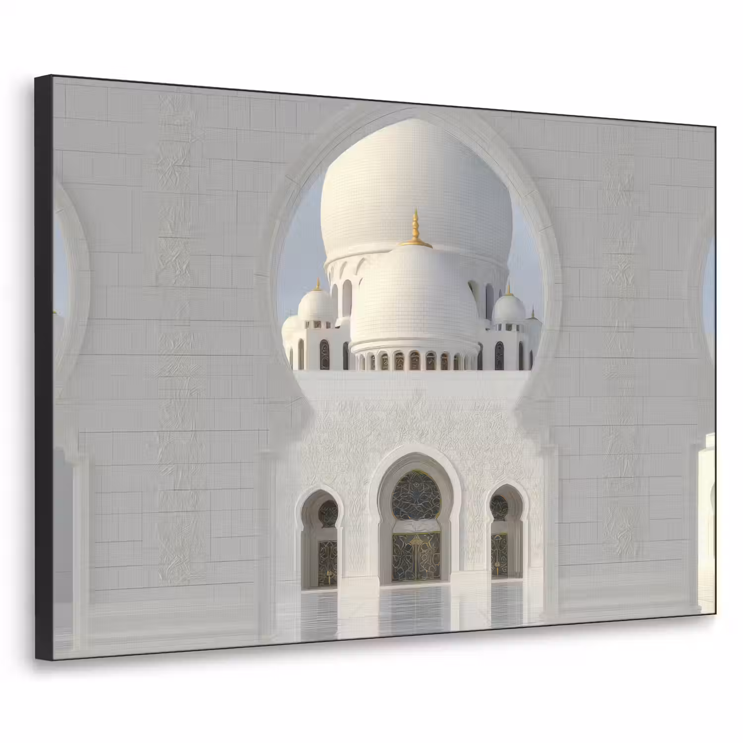 Witte koepel - Gouden Details - Moskee Textielframe - compleet frame klein -3d