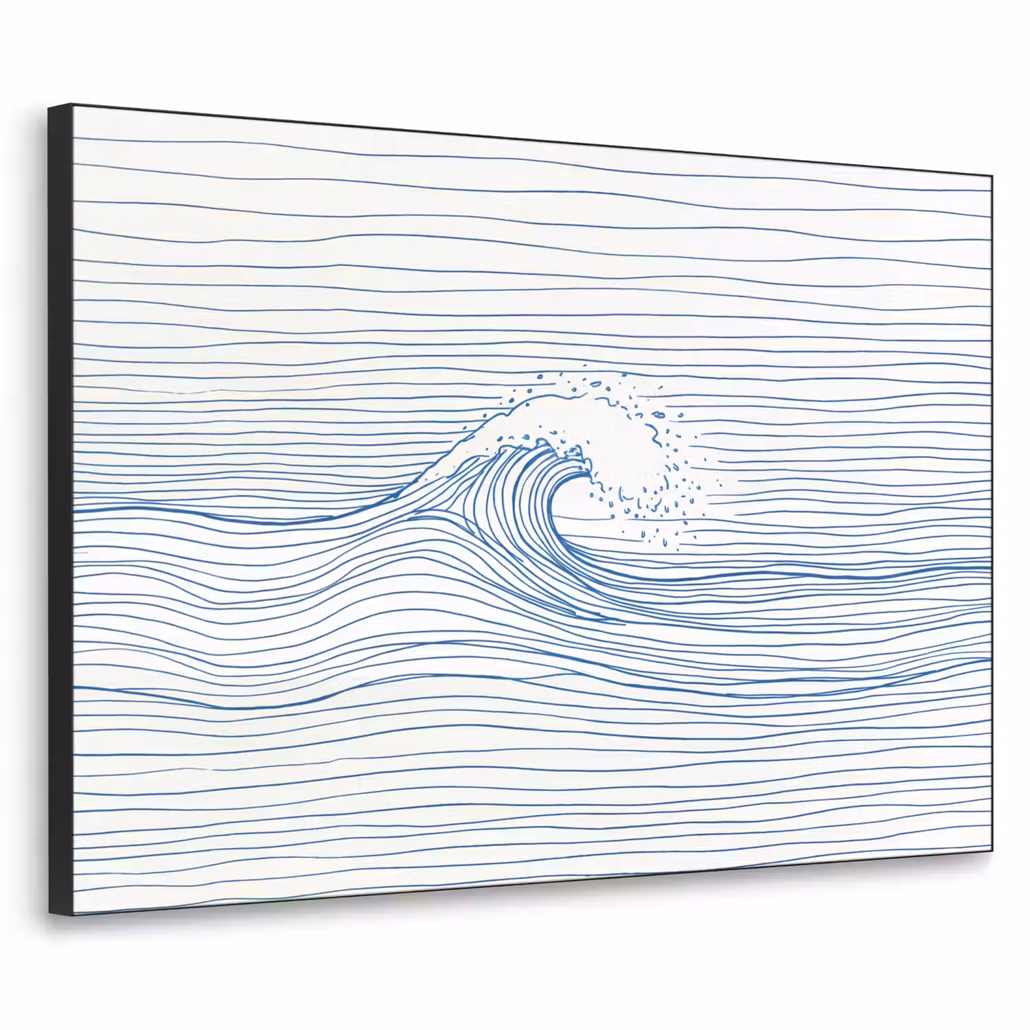 Golf - Brekende - Natuur - Minimalistisch - Blauw Textielframe zwart klein -3d