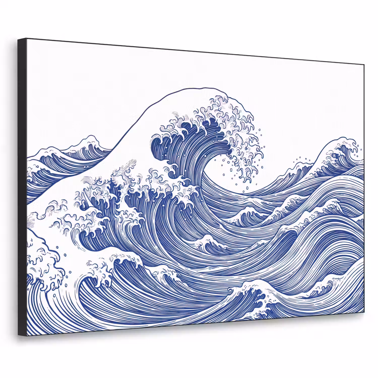 Golf - Japans - Zee - Illustratie - Blauw Textielframe zwart klein -3d