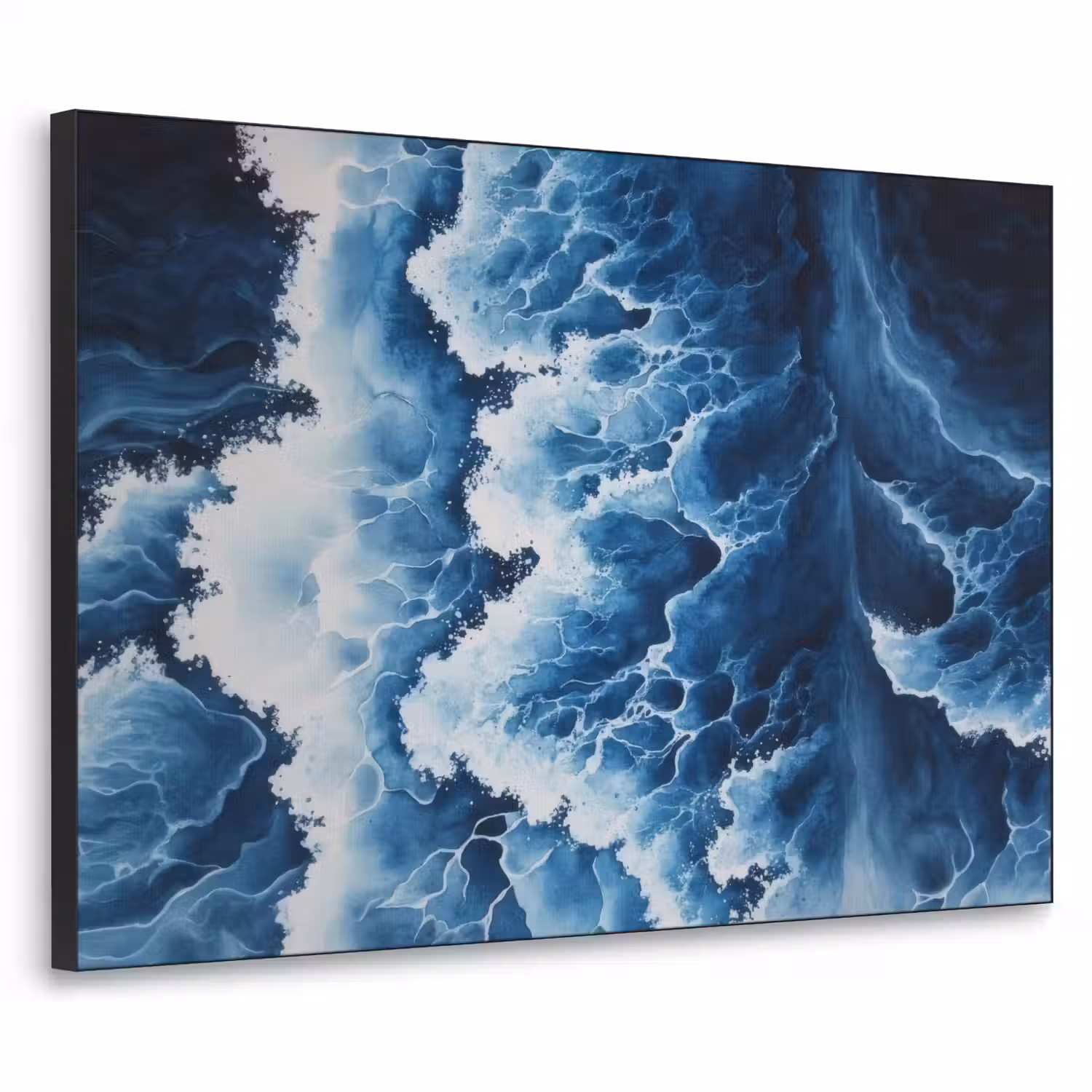 Golven - Blauw - Schuim Textielframe - compleet frame klein -3d