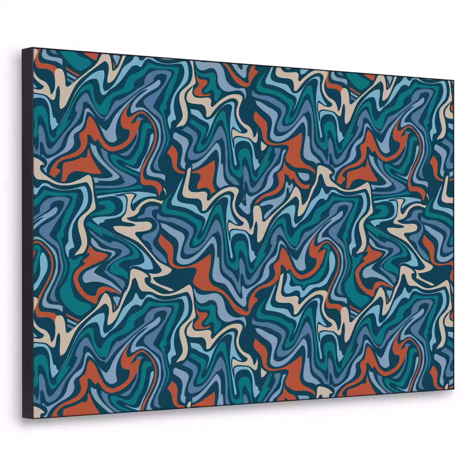 Golven - Retro - Blauw - Patroon Textielframe - compleet frame klein 947 -3d