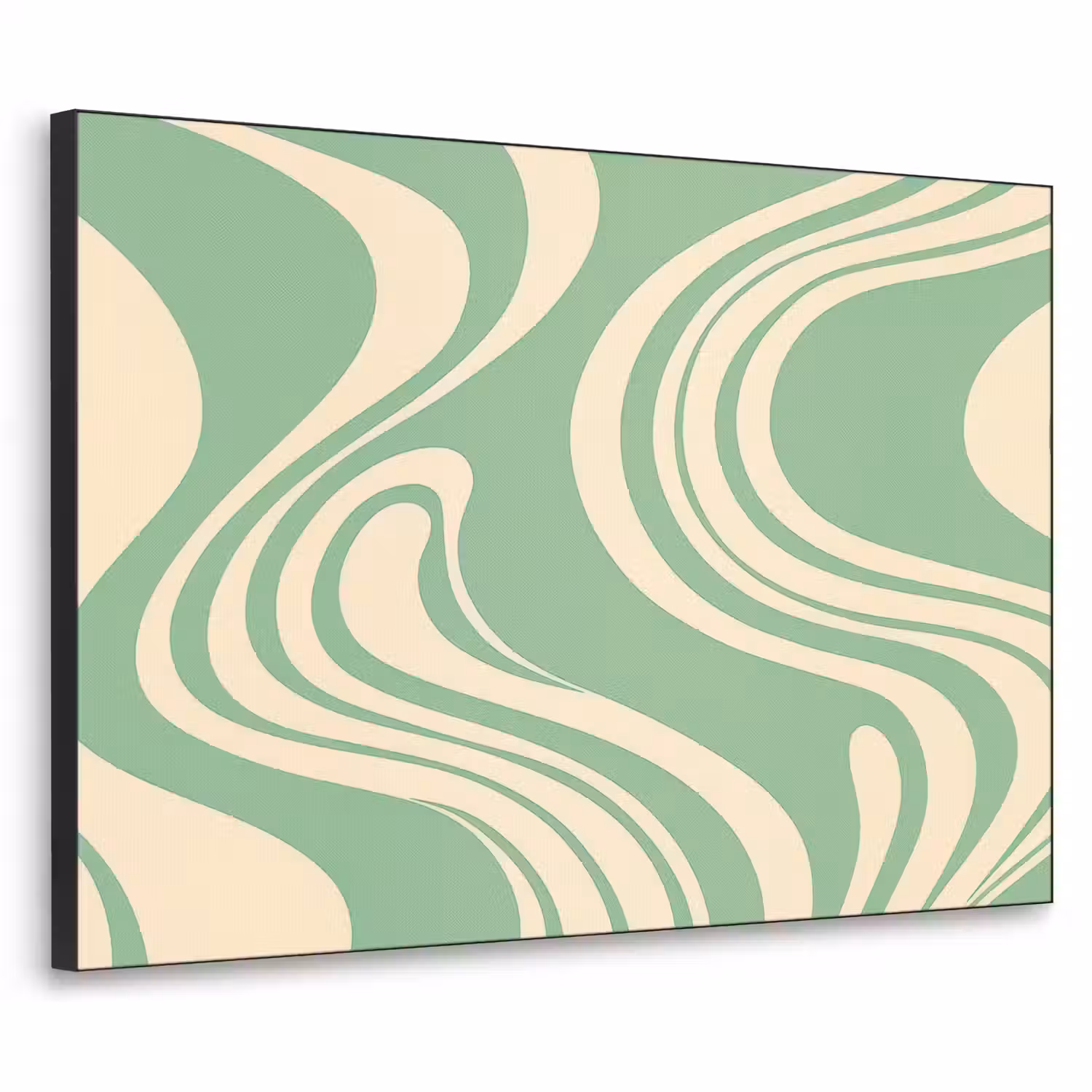 Golvende lijnen - Mintgroen - Dansende vormen Textielframe - compleet frame klein -3d