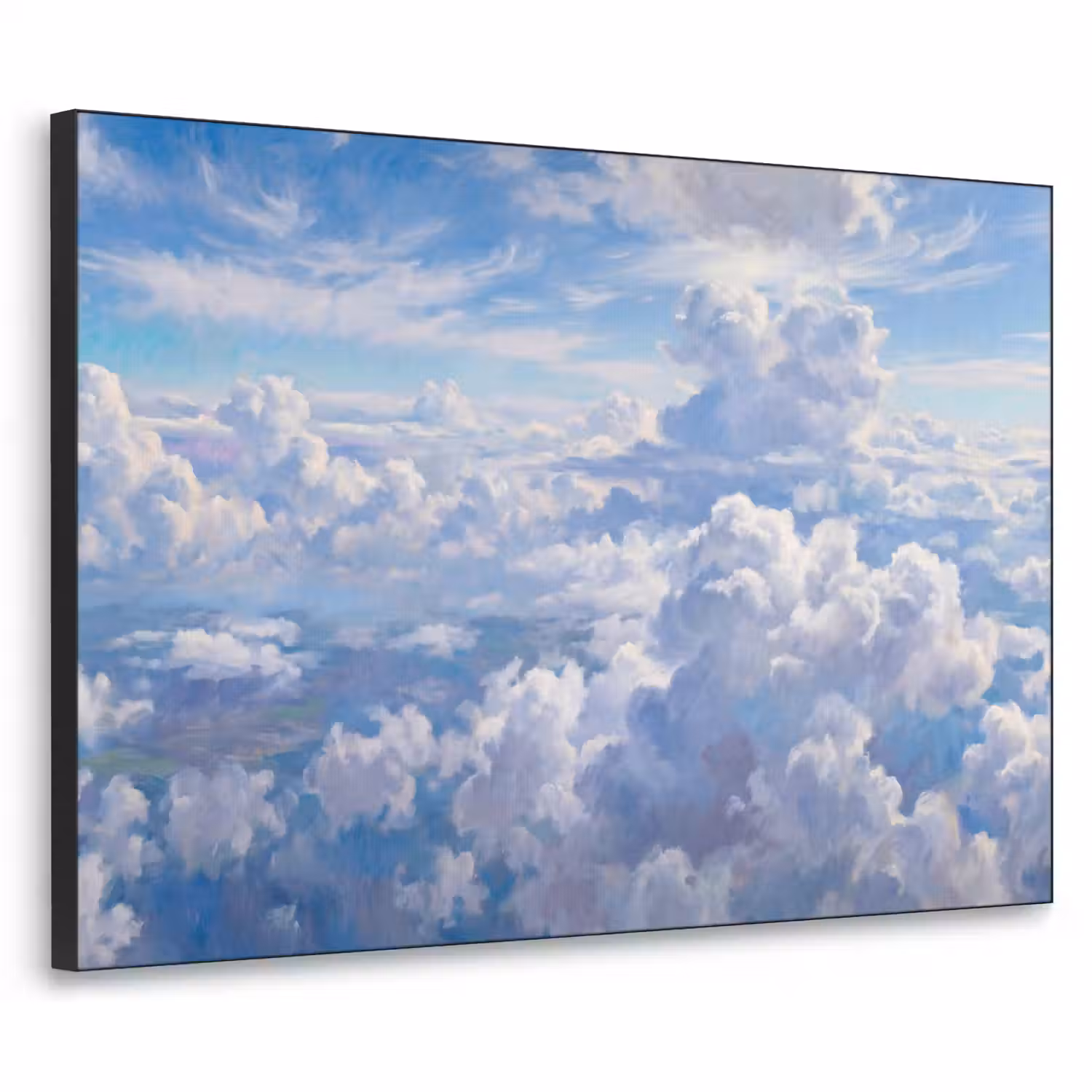 Wolken - Lucht - Natuur - Abstract - Blauw Textielframe zwart klein -3d