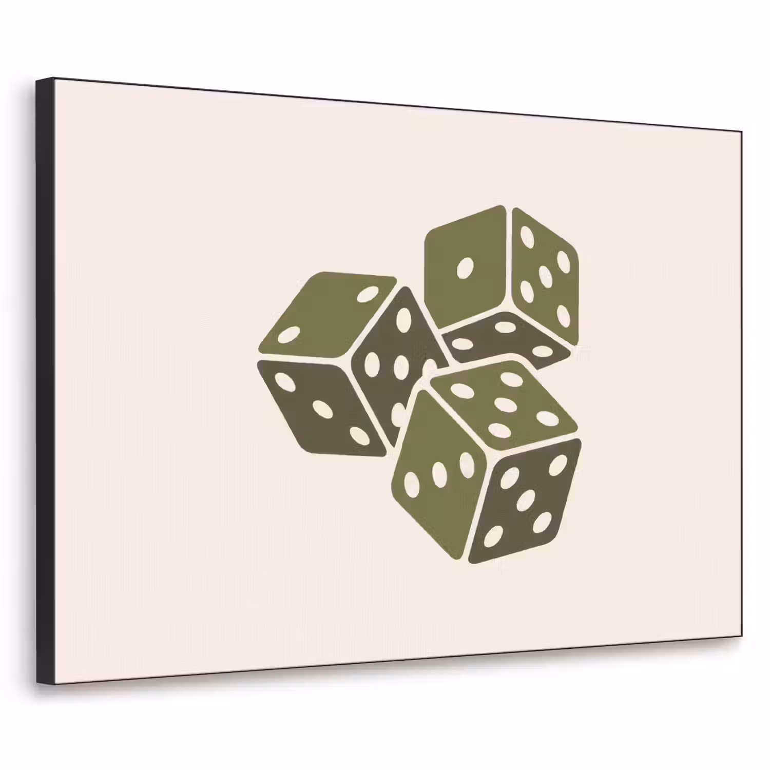 Dobbelsteen - Spel - Groen - Abstract Textielframe zwart klein -3d