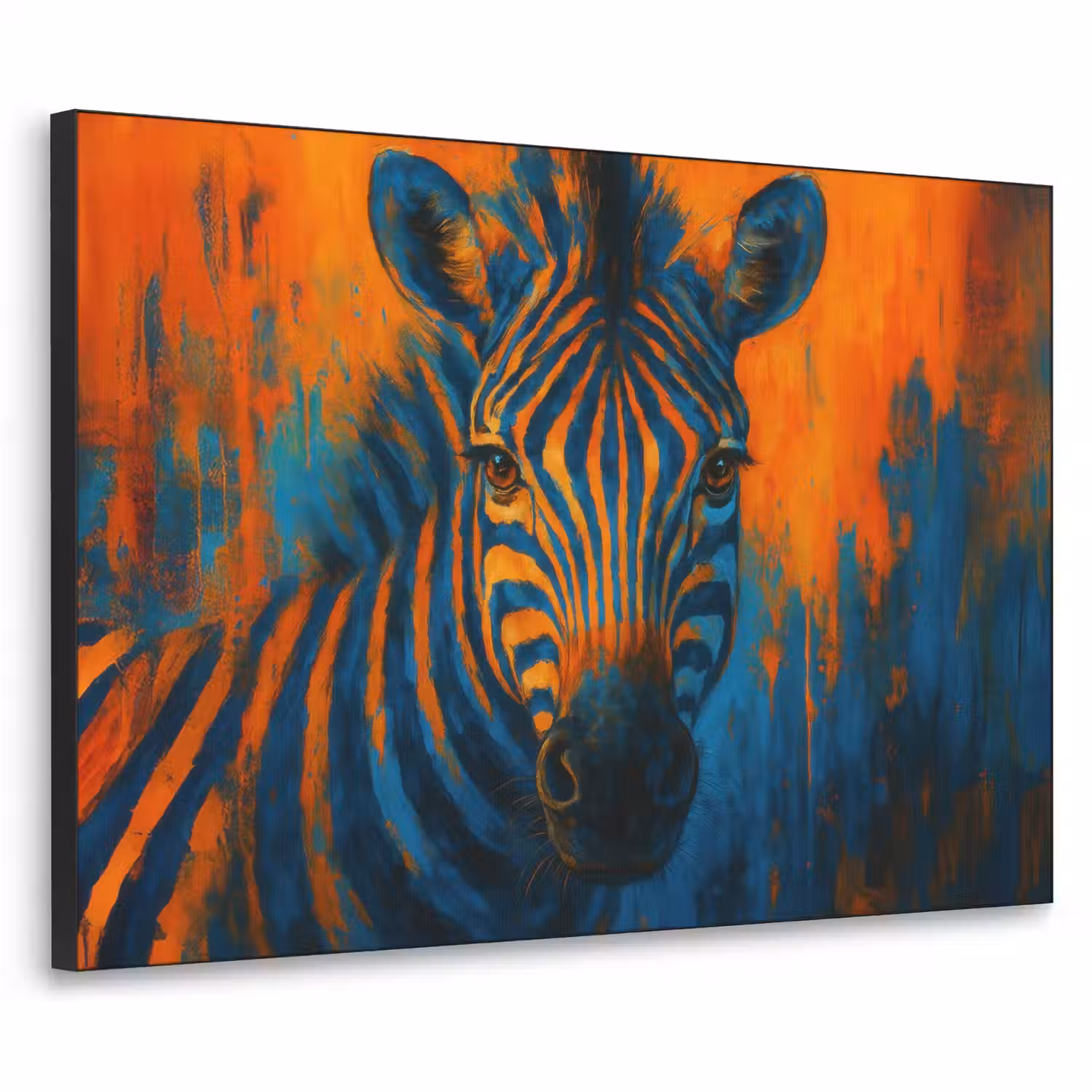 Zebra - Abstract - Blauw Textielframe - compleet frame klein -3d