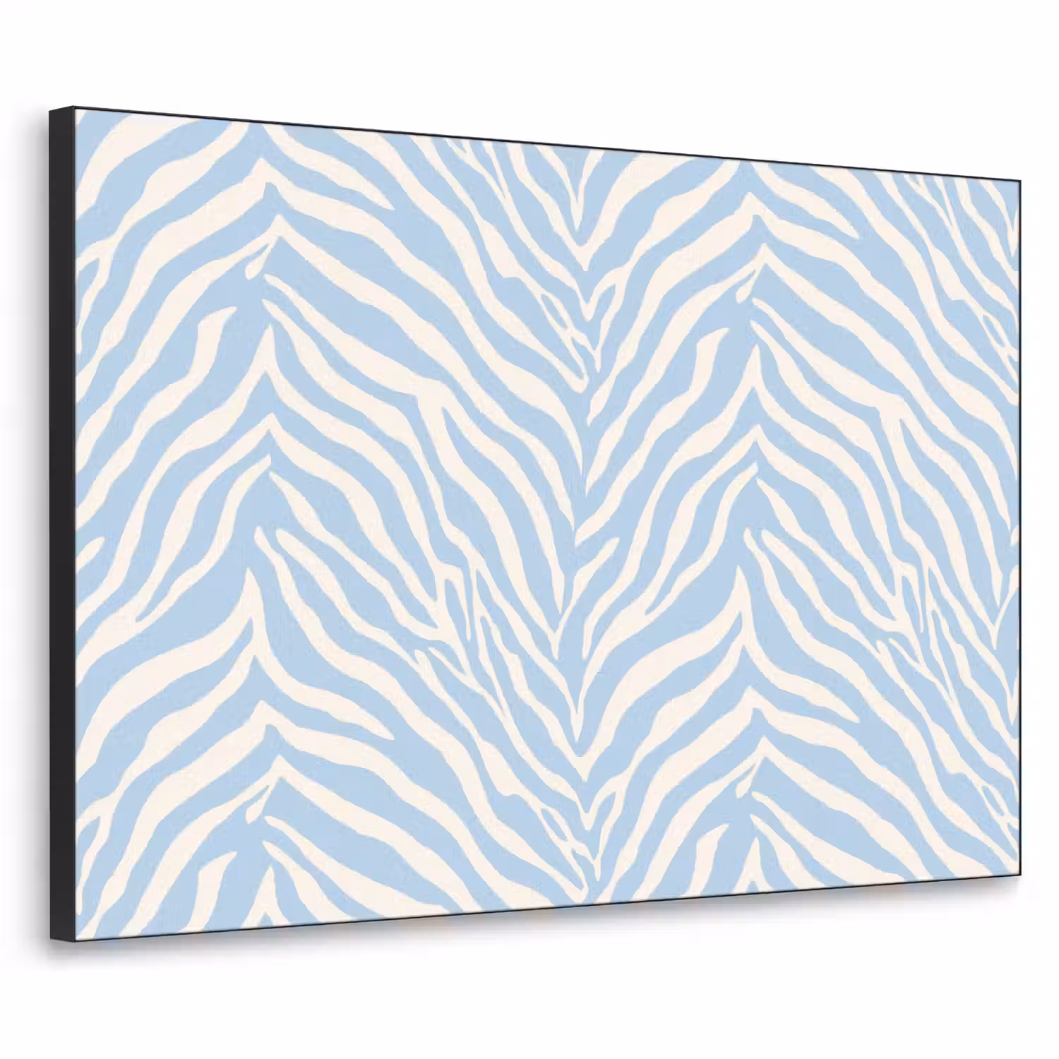 Zebra - Motief - Blauw - Wit Textielframe zwart klein 947 -3d