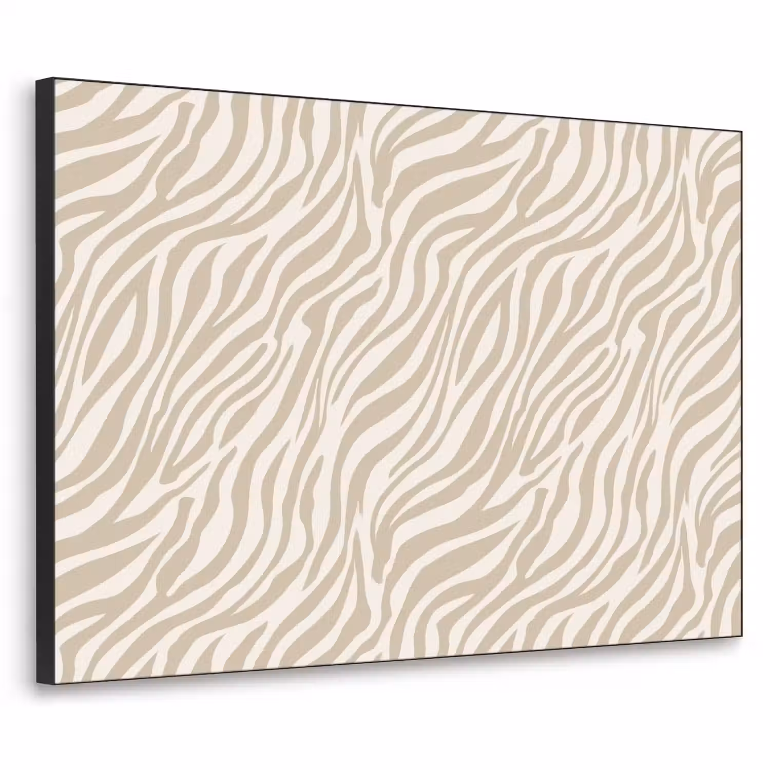 Zebra - Patroon - Beige Textielframe zwart klein 947 -3d