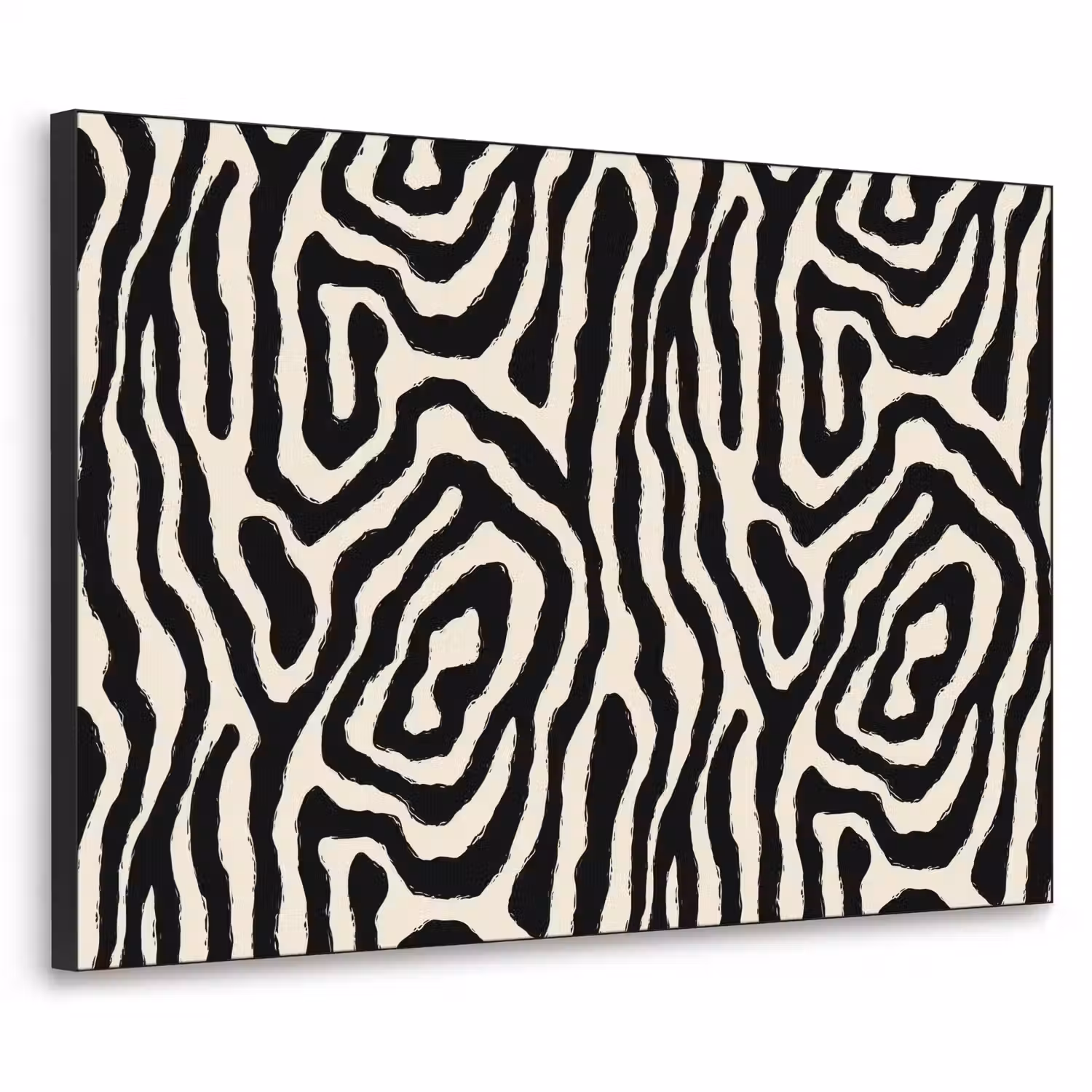 Zebra - Zwart - Abstract Textielframe zwart klein 947 -3d