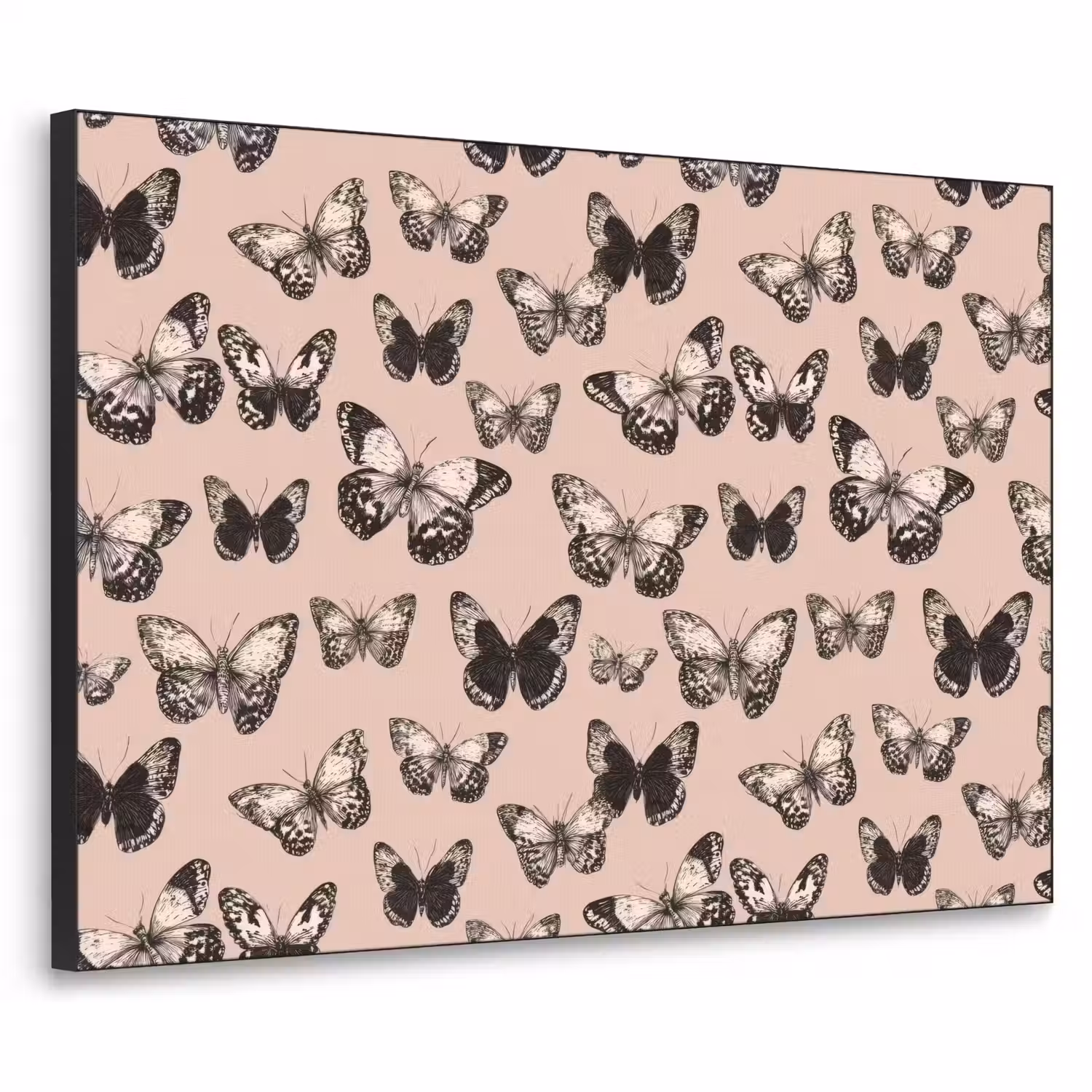 Tijdloos - Vlinders - Perzik Textielframe zwart klein 947 -3d