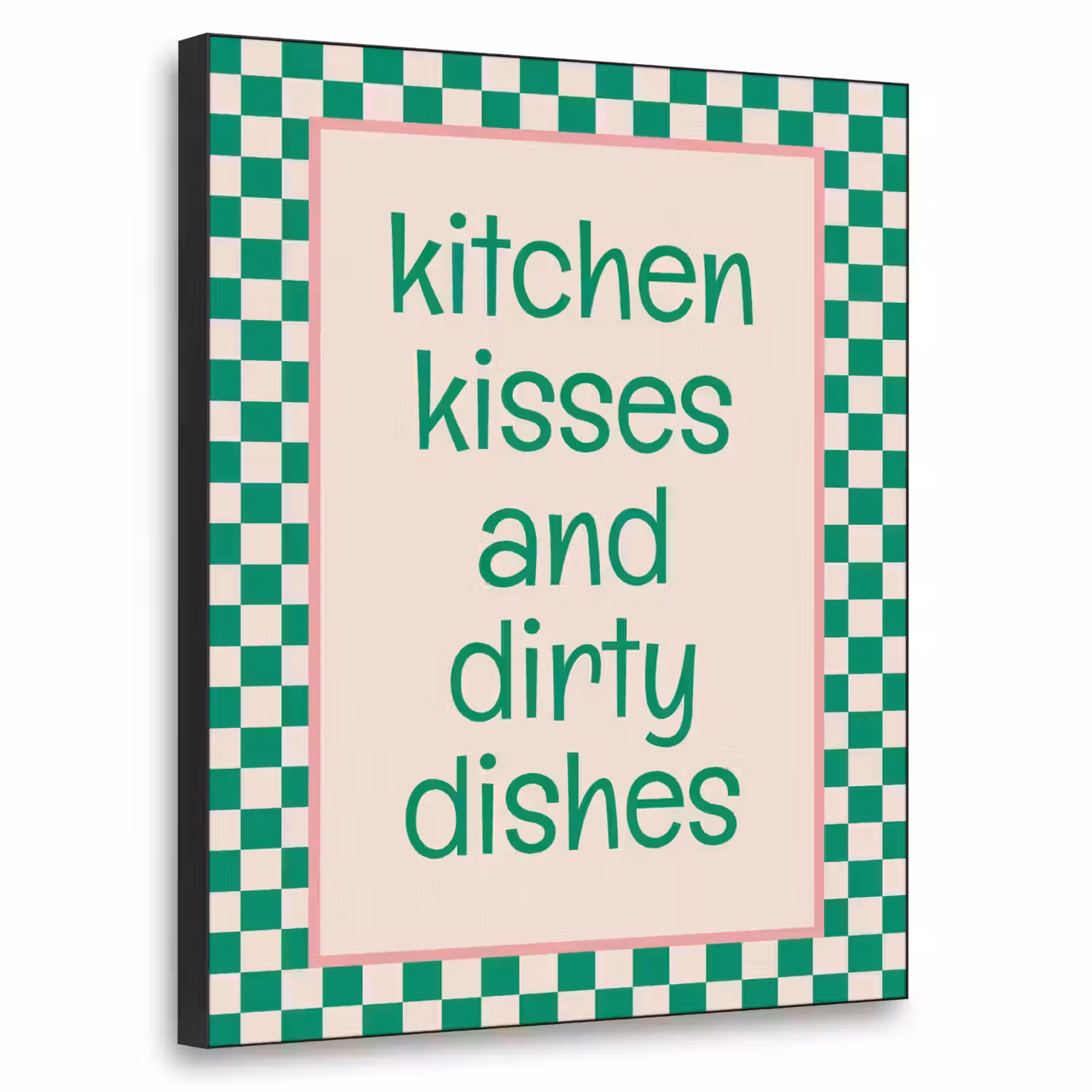Quote - Groen - Geblokt - Keuken Textielframe - compleet frame klein -3d