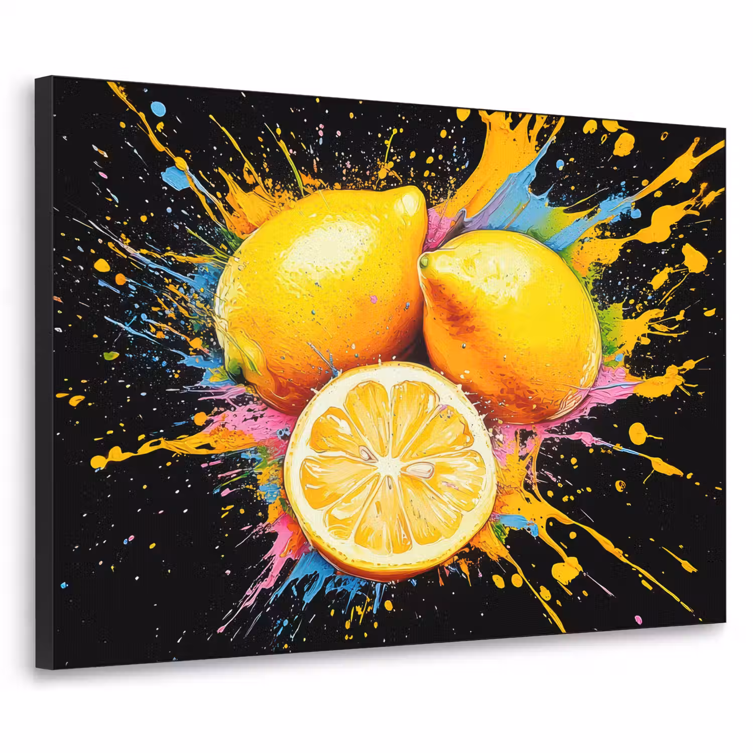 Citroen - Graffiti - Kleurrijk - Verf - Modern Textielframe - compleet frame klein -3d
