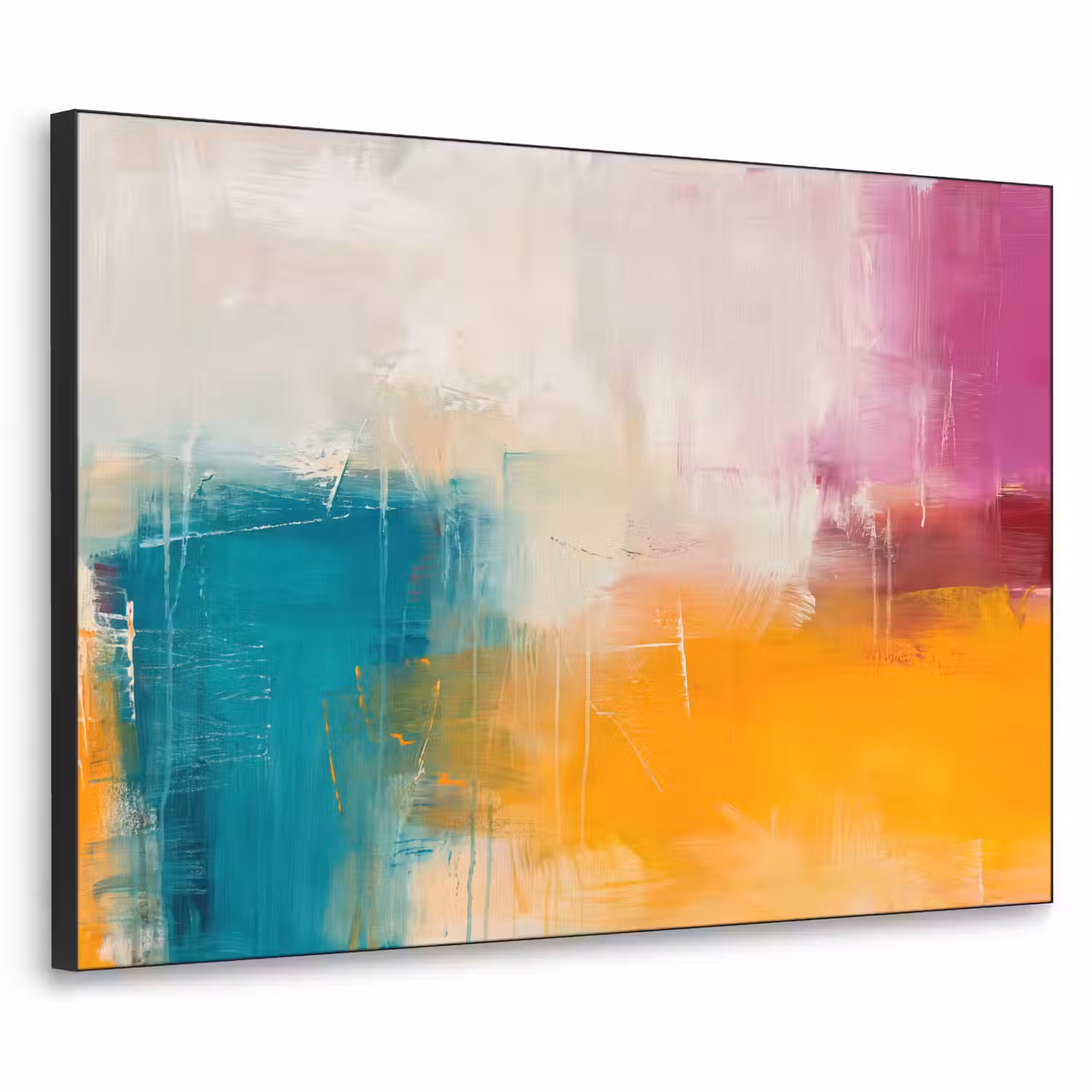 Abstract - Kleurrijk - Modern - Kunst - Oranje Textielframe zwart klein -3d