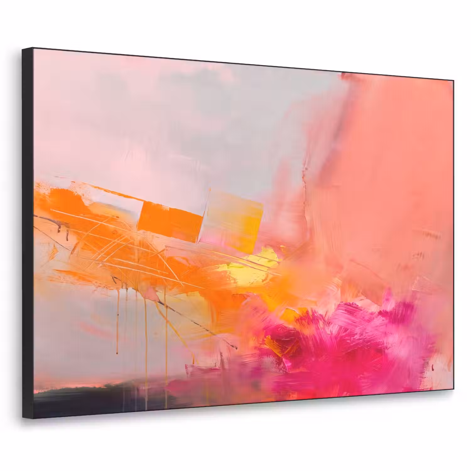 Abstract - Kleurrijk - Modern - Roze Textielframe zwart klein -3d