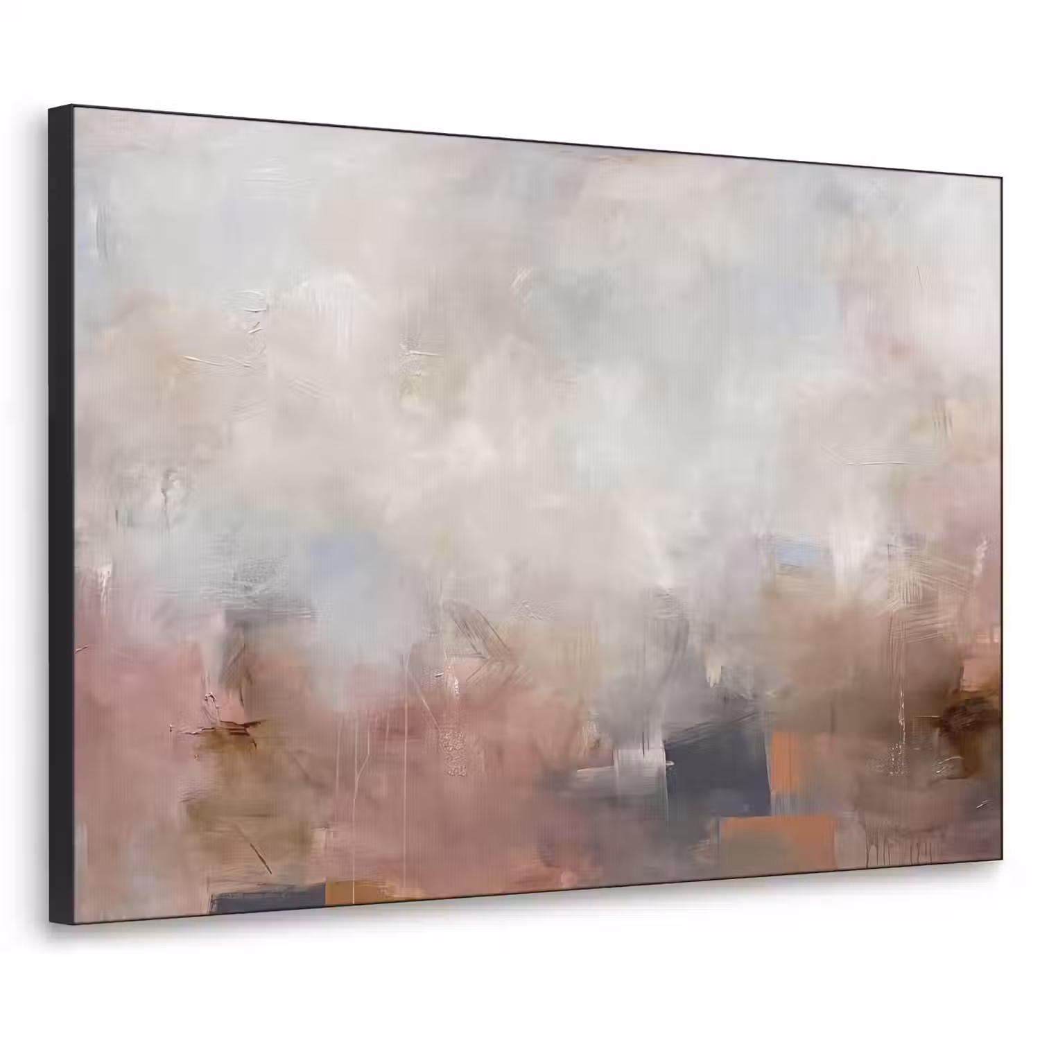 Abstract - Vloeiend - Kunst - Modern - Beige Textielframe zwart klein -3d