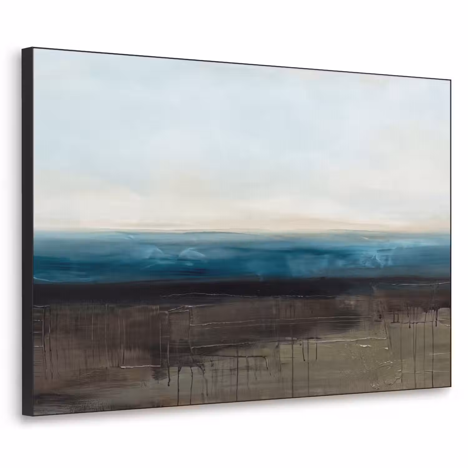 Abstract - Landschap - Horizon - Blauw - Modern Textielframe zwart klein -3d
