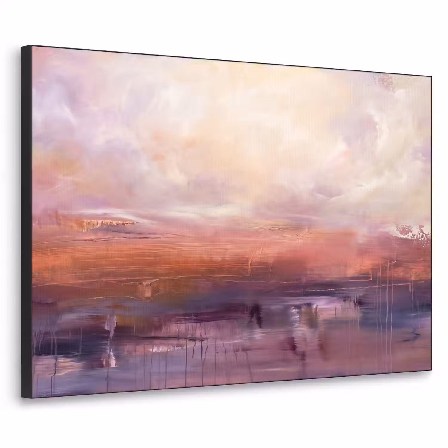 Abstract - Landschap - Modern - Paars - Oranje Textielframe zwart klein -3d