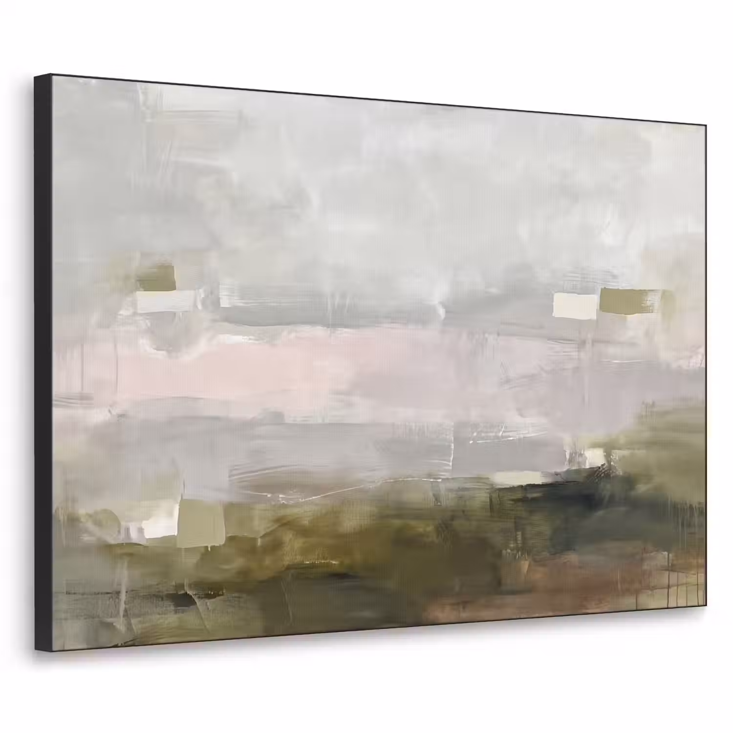 Abstract - Gelaagd - Kunst - Modern - Grijs-Groen Textielframe zwart klein -3d