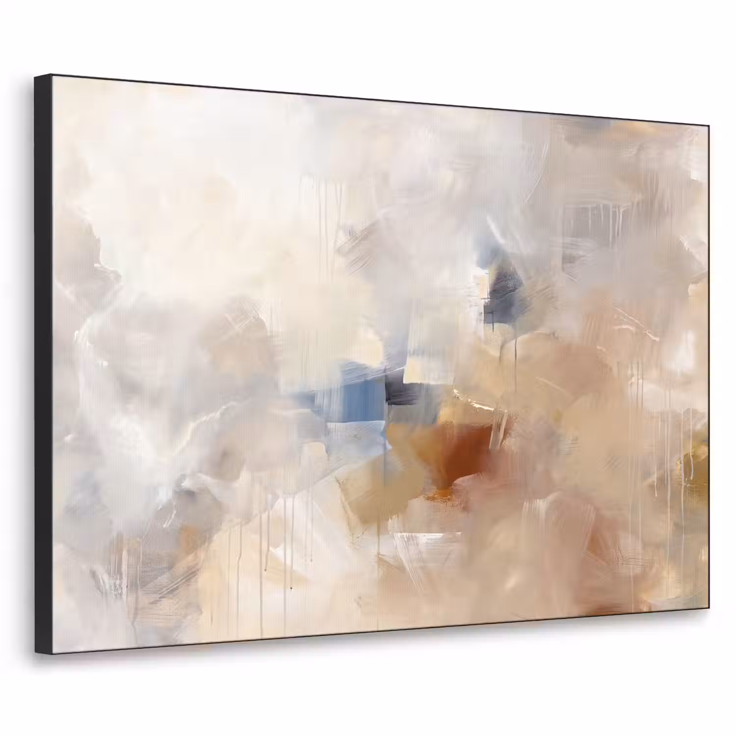 Abstract - Borstelstreken - Modern - Beige - Kunst Textielframe zwart klein -3d