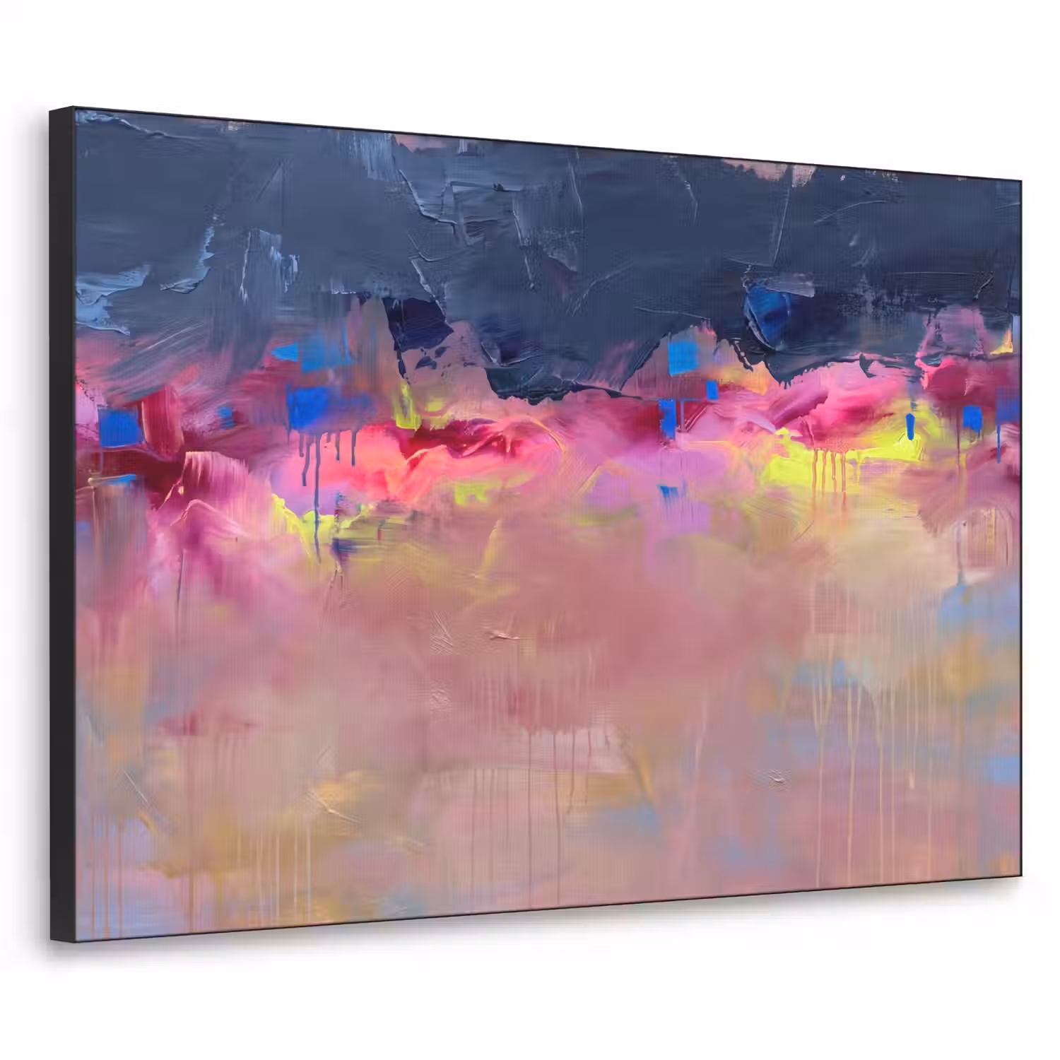 Abstract - Textuur - Kleuren - Modern - Roze Textielframe zwart klein -3d