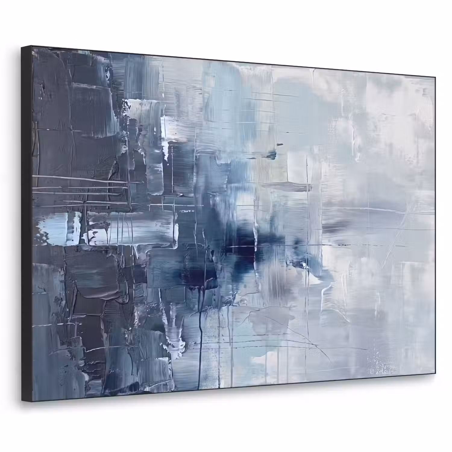 Abstract - Textuur - Kunst - Modern - Blauw Textielframe zwart klein -3d