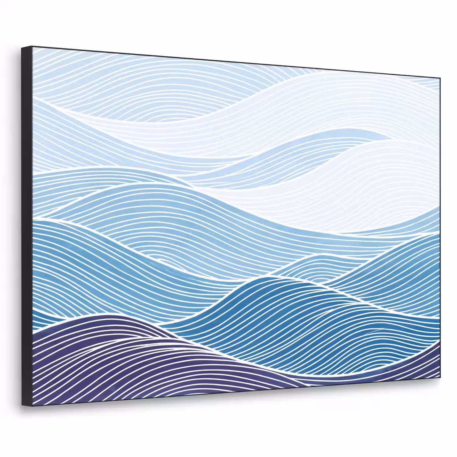Abstract - Golven - Patroon - Blauw - Modern Textielframe zwart klein -3d
