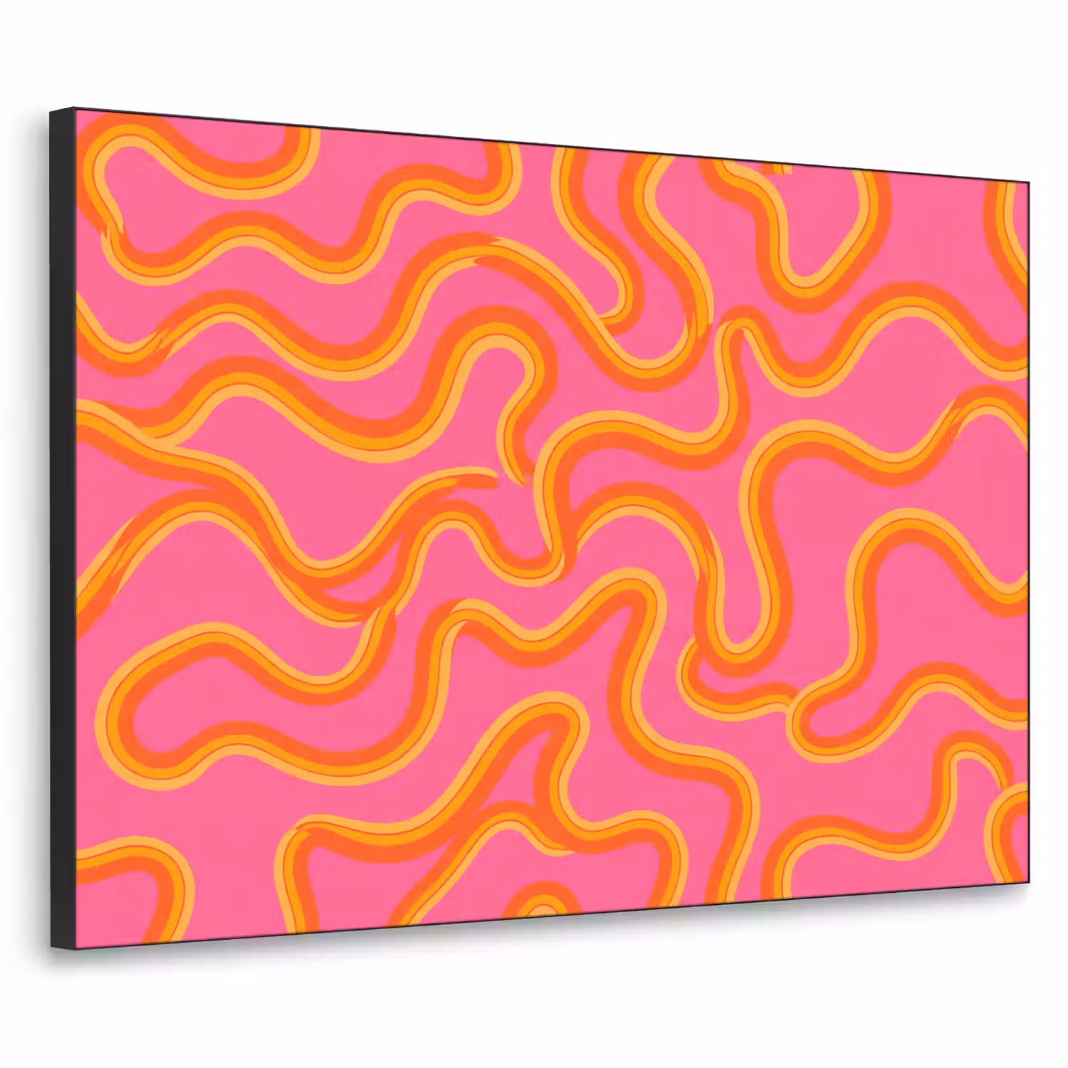 Abstract - Golvende lijnen - Modern - Kleurrijk Textielframe zwart klein -3d