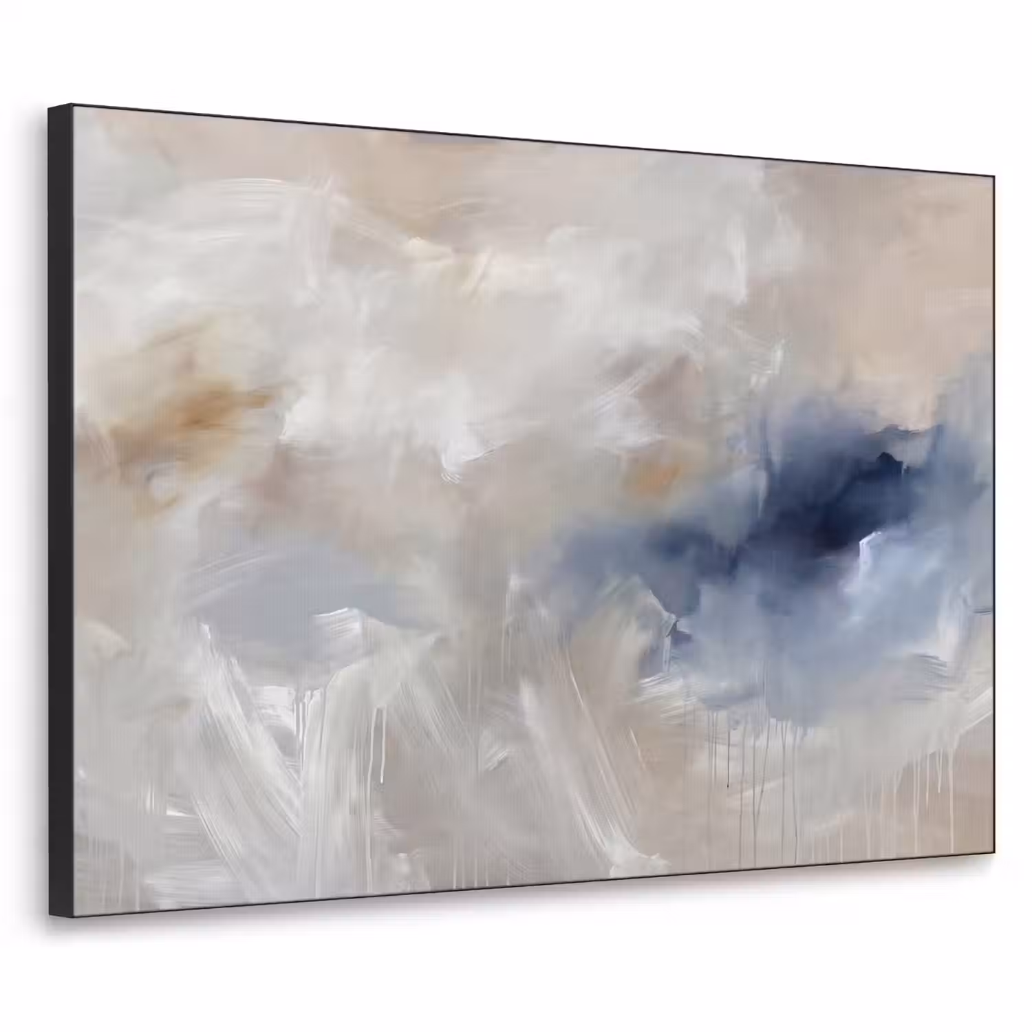 Abstract - Wolken - Sfeer - Modern - Beige Textielframe zwart klein -3d