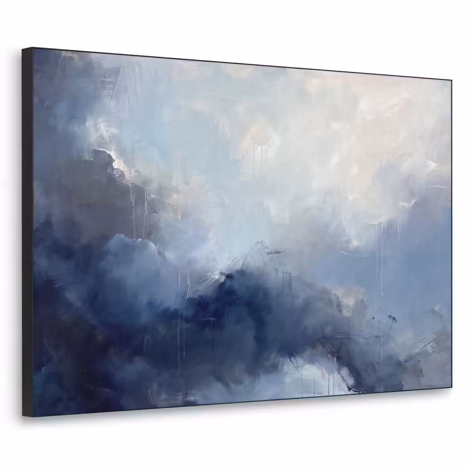 Abstract - Wolken - Modern - Blauw - Kunst Textielframe zwart klein -3d