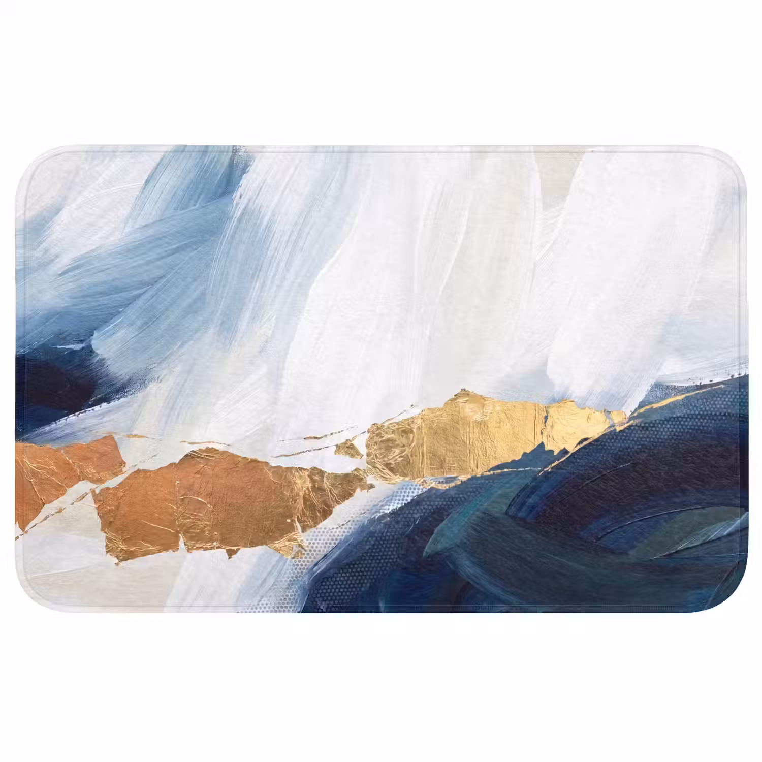 Abstract - Acryl - Blauw - Goud - Elegant Badmat middel -3d