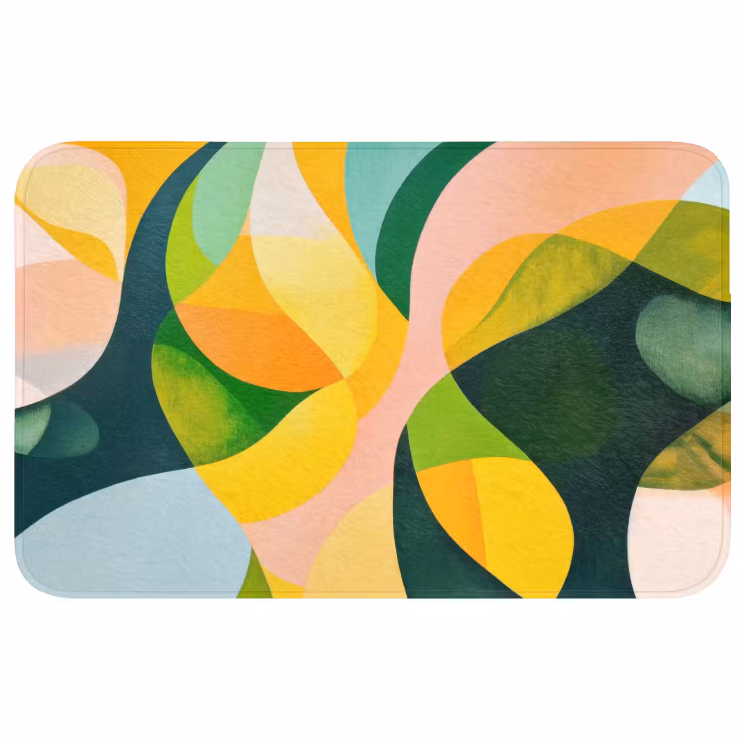 Abstract - Geel - Roze - Groen Badmat middel -3d