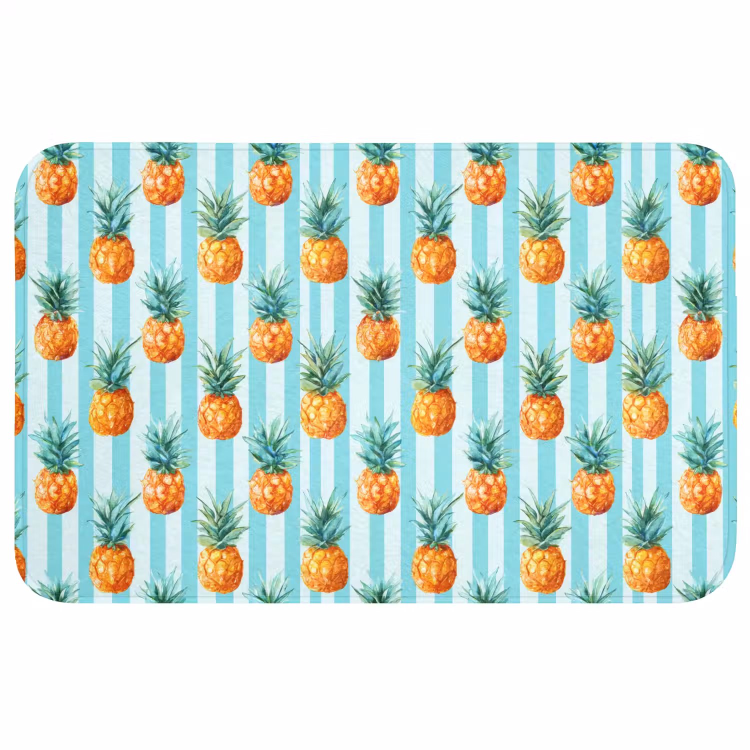 Ananas - Strepen - Groen Badmat middel 997 -3d