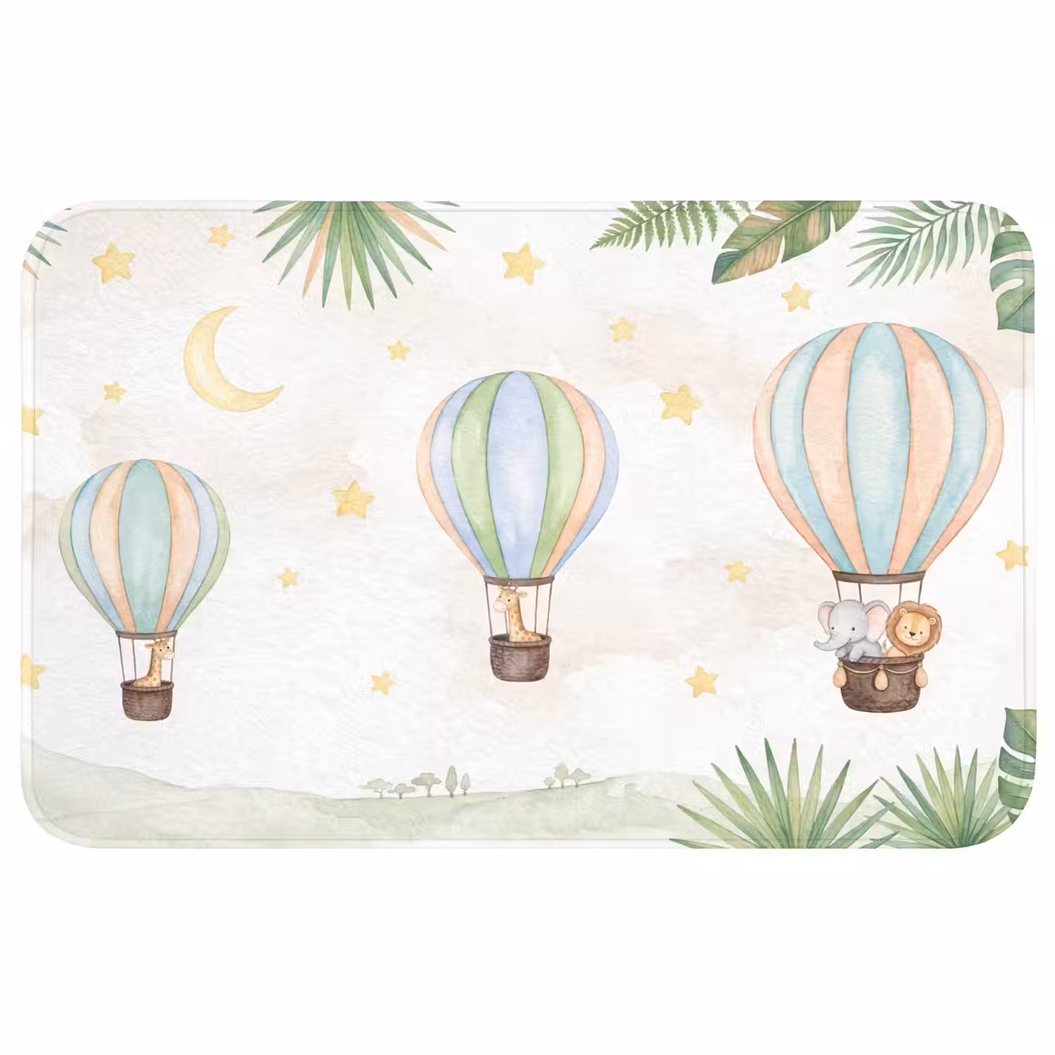 Aquarel - Luchtballonnen - Pastel Badmat middel -3d