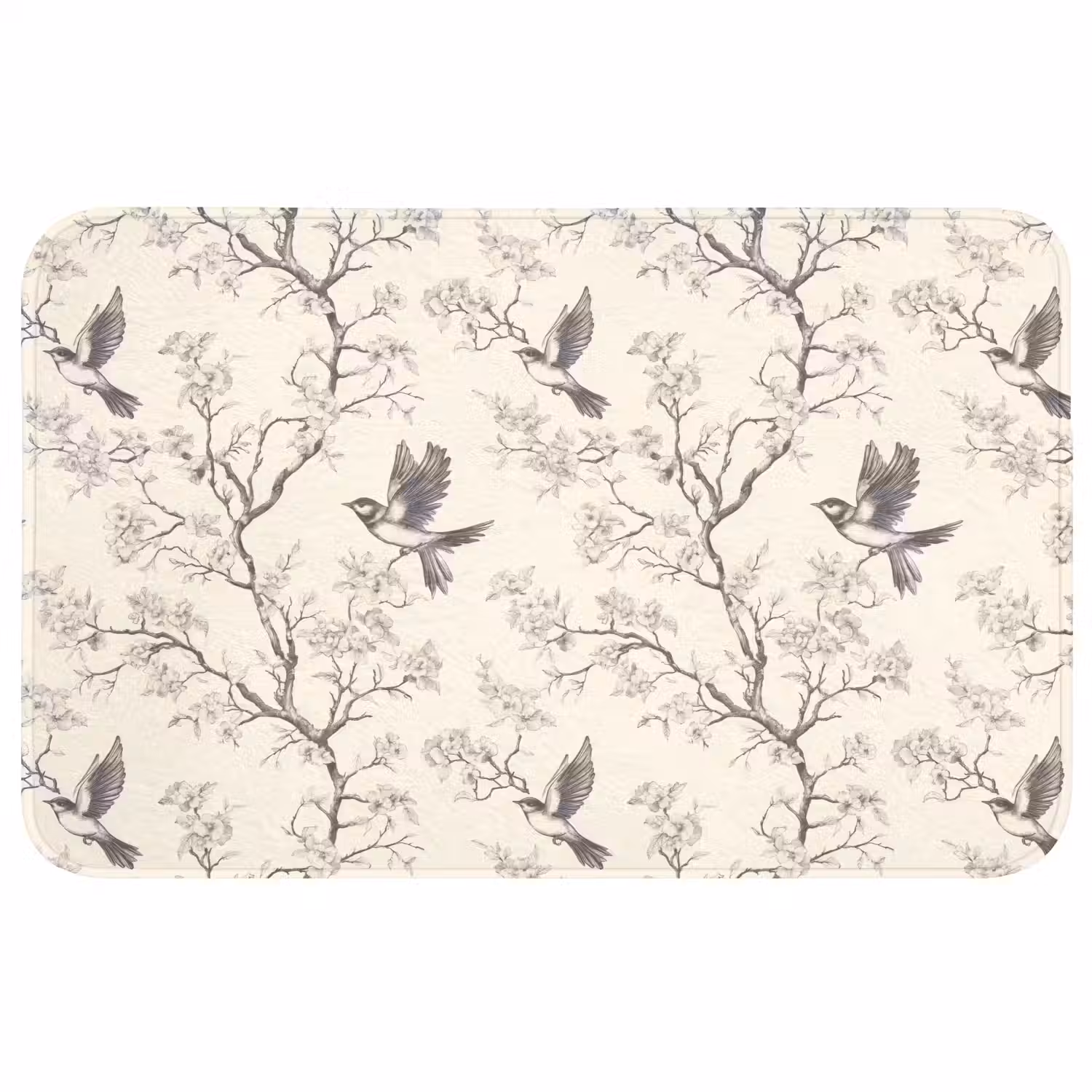 Takken - Vogels - Beige Badmat middel 997 -3d