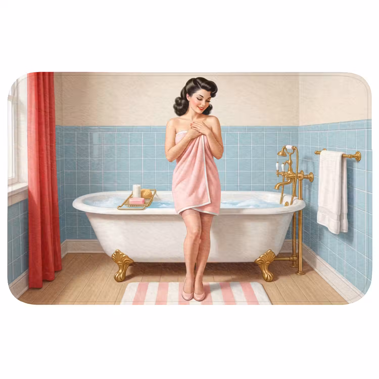 Badkamer - Vrouw - Roze Badmat middel -3d