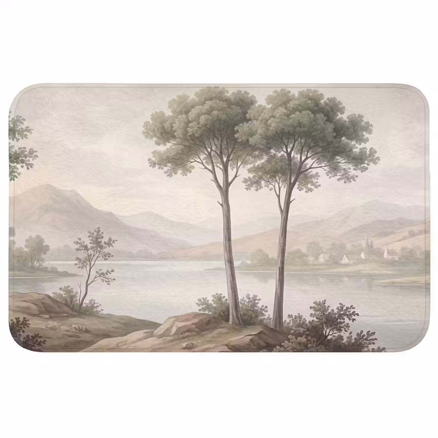 Bomen - Meer - Bergen - Illustratie Badmat middel -3d