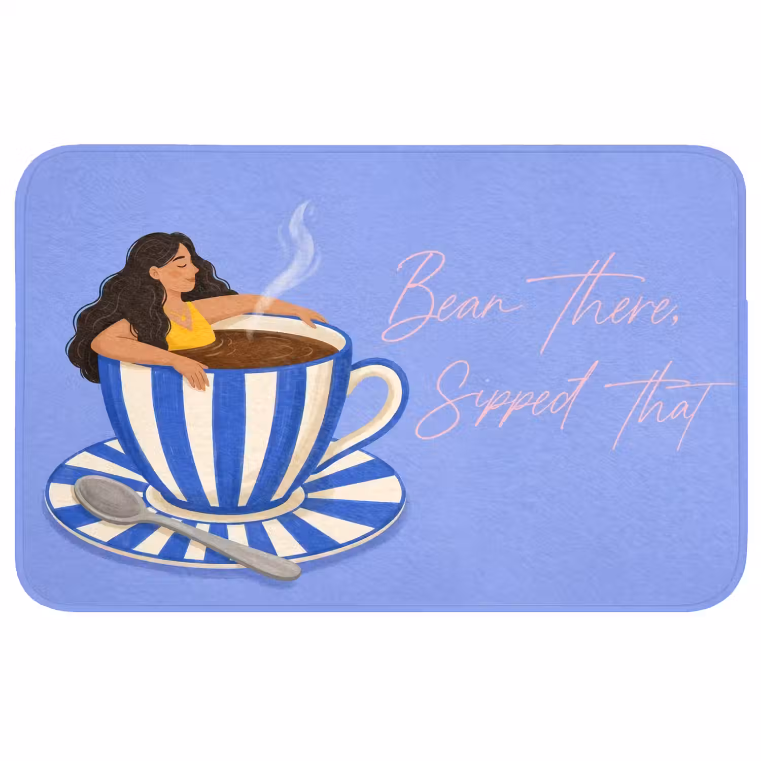 Mok - Koffie - Vrouw - Paars Badmat middel -3d