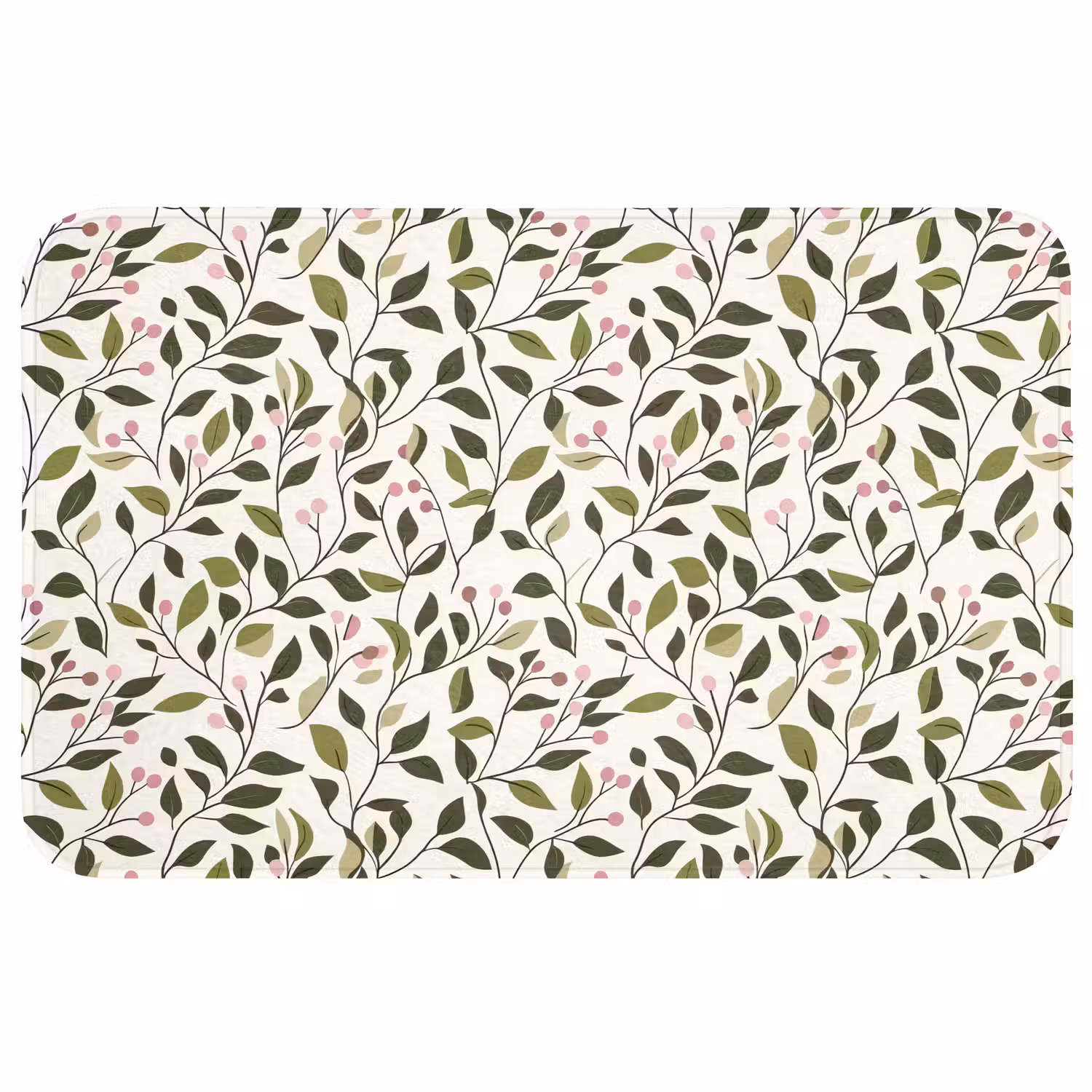 Bladeren - Bessen - Roze Badmat middel 997 -3d