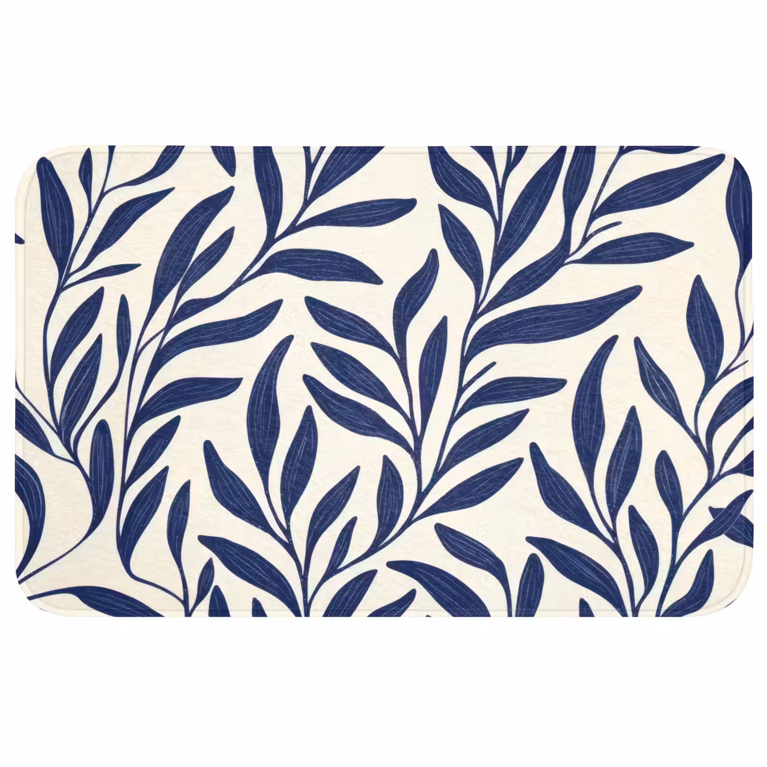 Bladeren - Klimop - Donkerblauw Badmat middel -3d