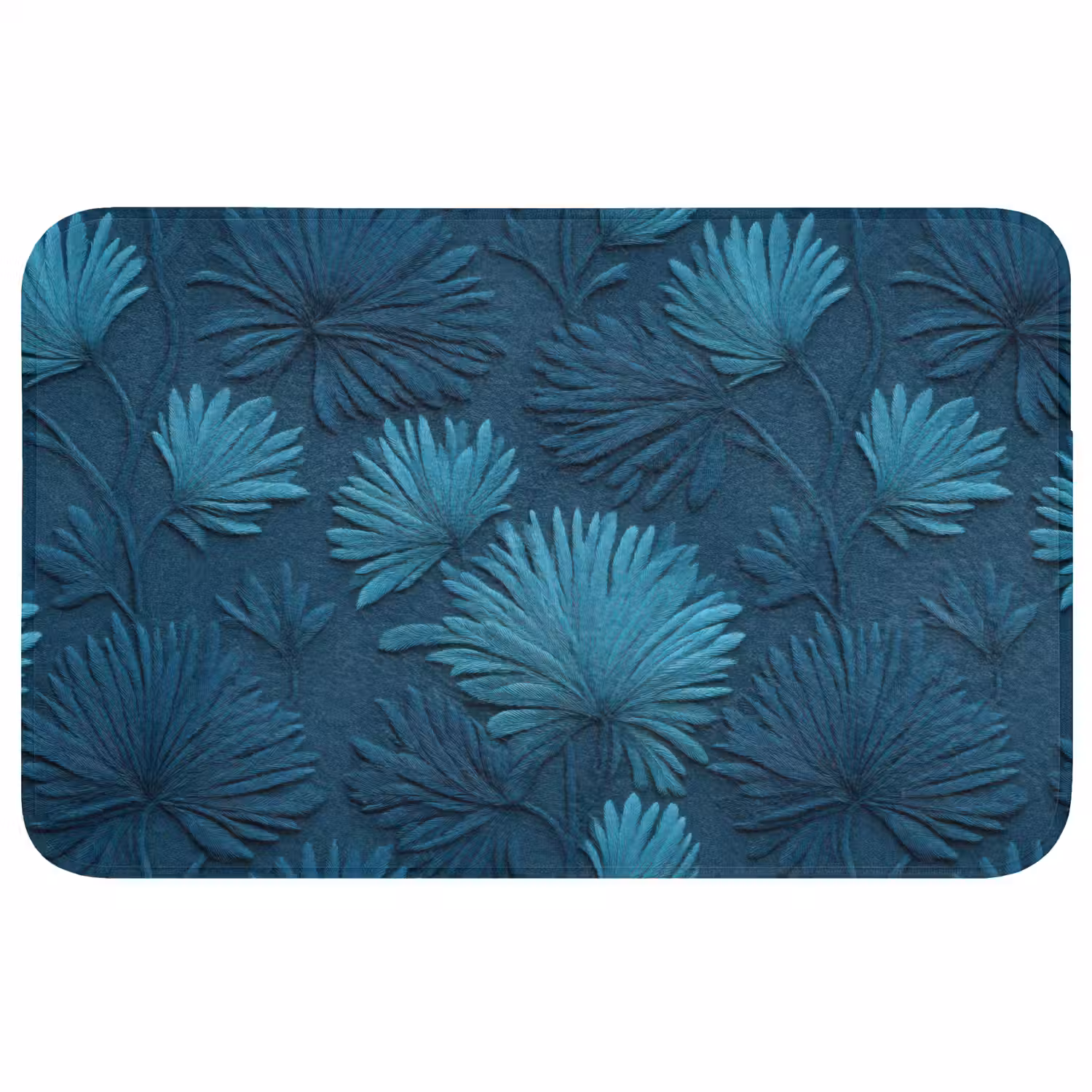 Bladeren - Reliëf - Patroon - Oceaanblauw - Modern Badmat middel 997 -3d