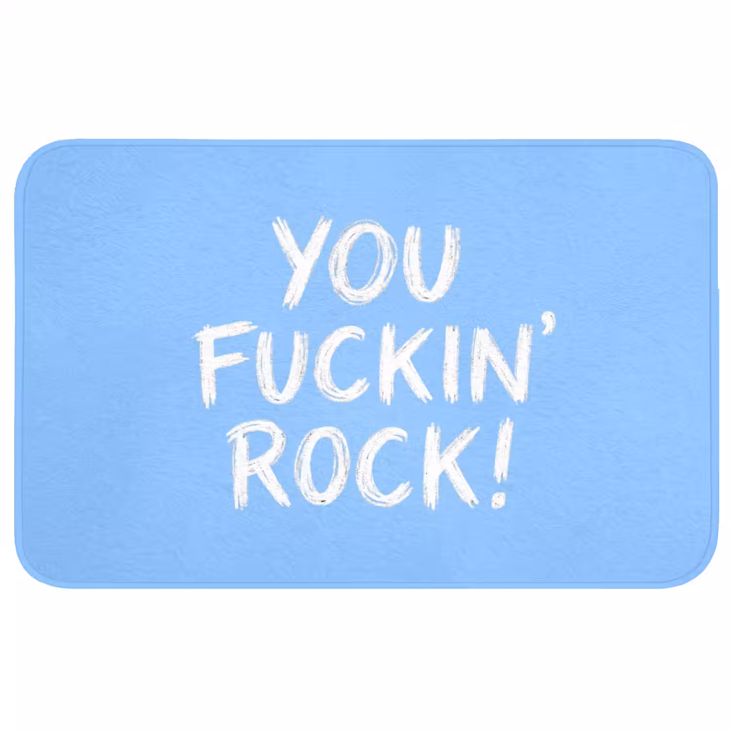 Blauw - Wit - You fuckin rock Badmat middel -3d