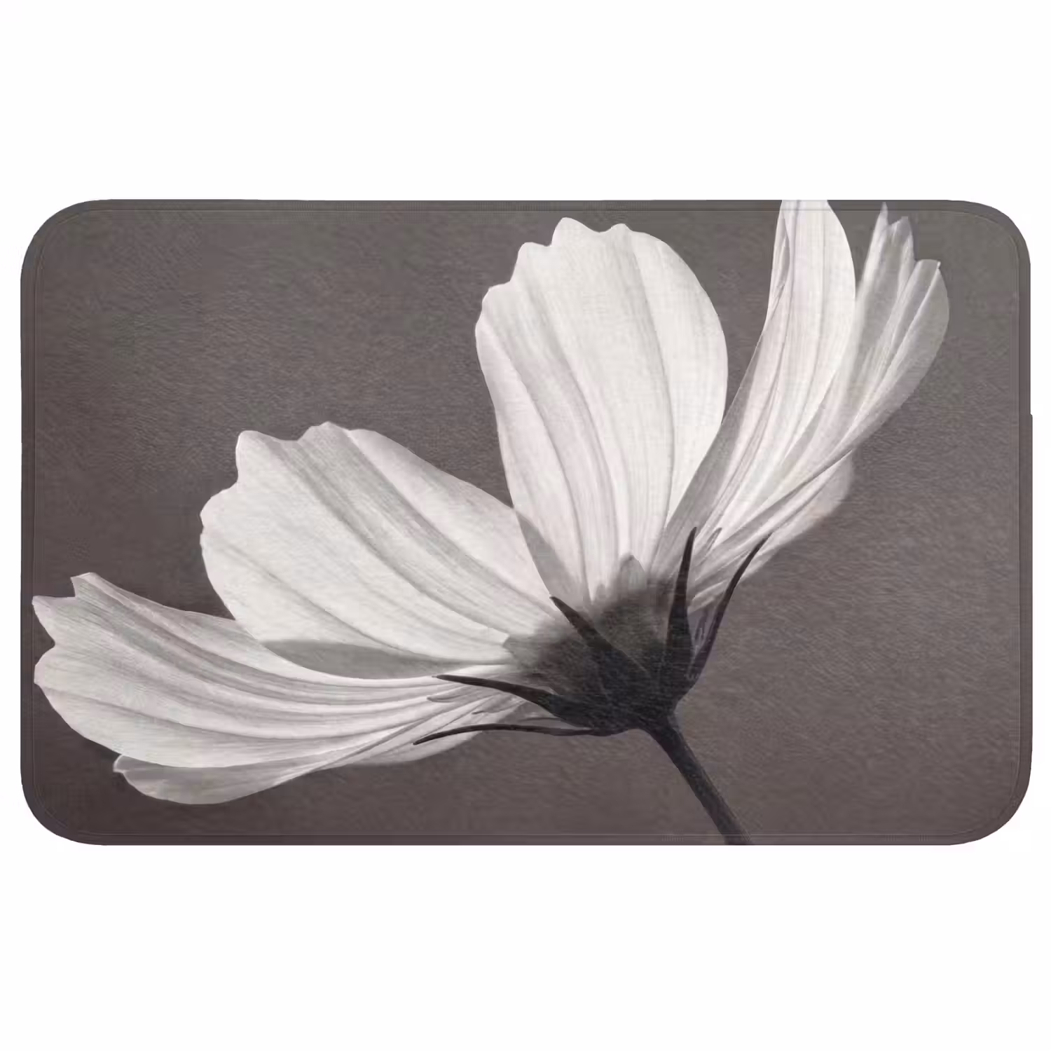 Bloem - Minimalistisch - Zwart - Wit Badmat middel -3d