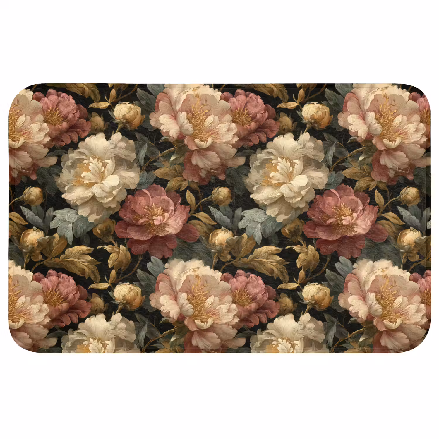 Bloemen - Barok - Patroon - Roze - Crème Badmat middel 997 -3d