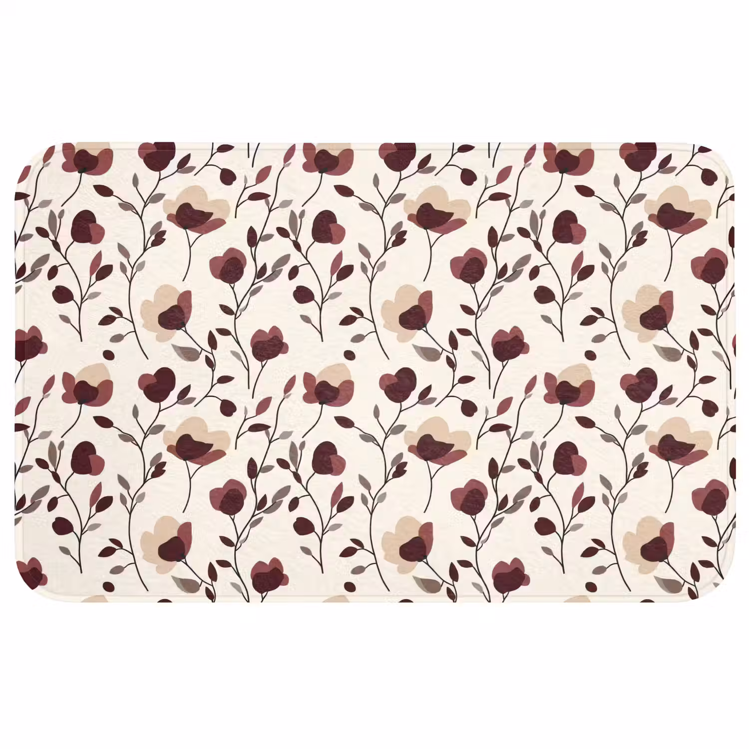 Bloemen - Botanisch - Bordeaux Badmat middel 997 -3d