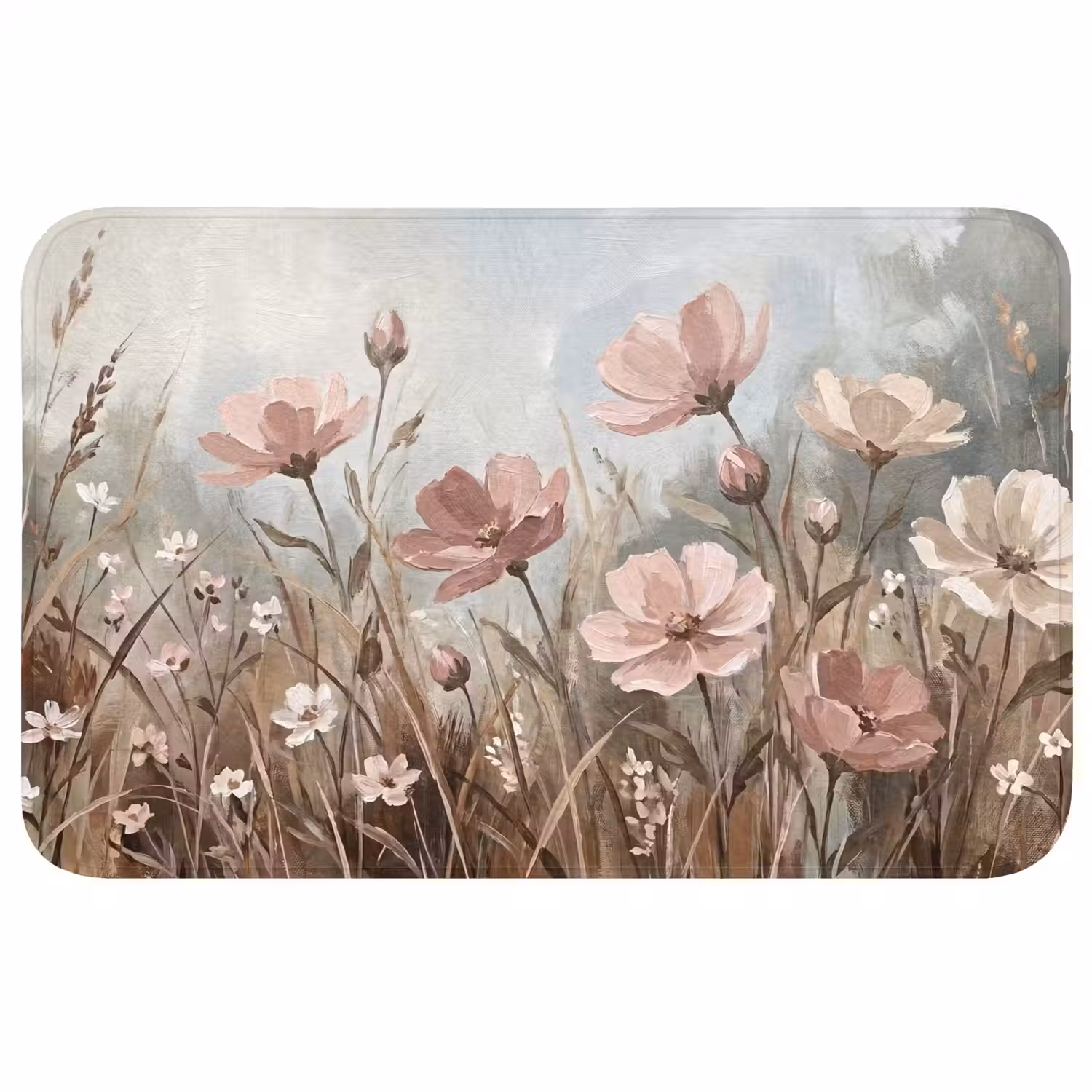 Bloemen - Botanisch - Schilderij - Pastel - Rustiek Badmat middel -3d