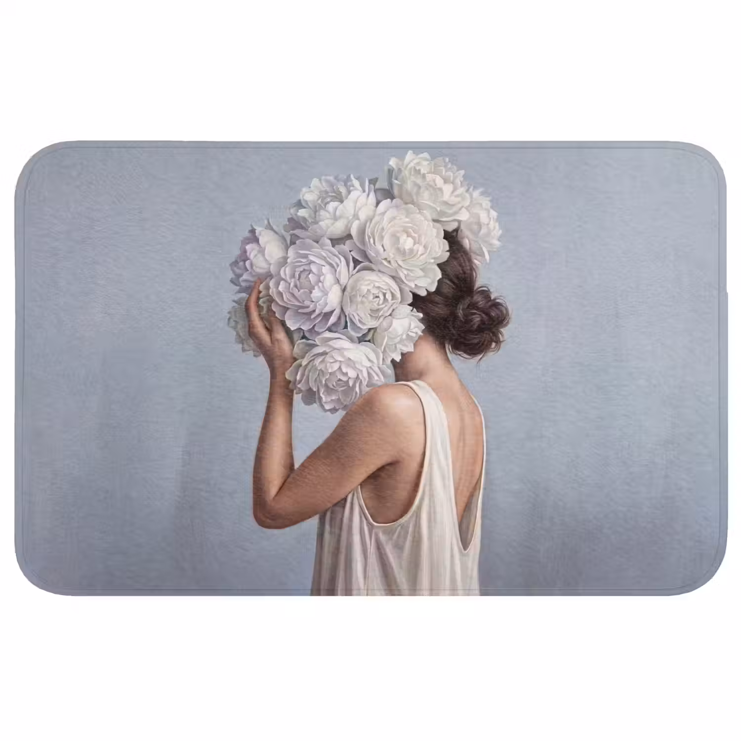 Bloemen - Vrouw - Wit Badmat middel -3d