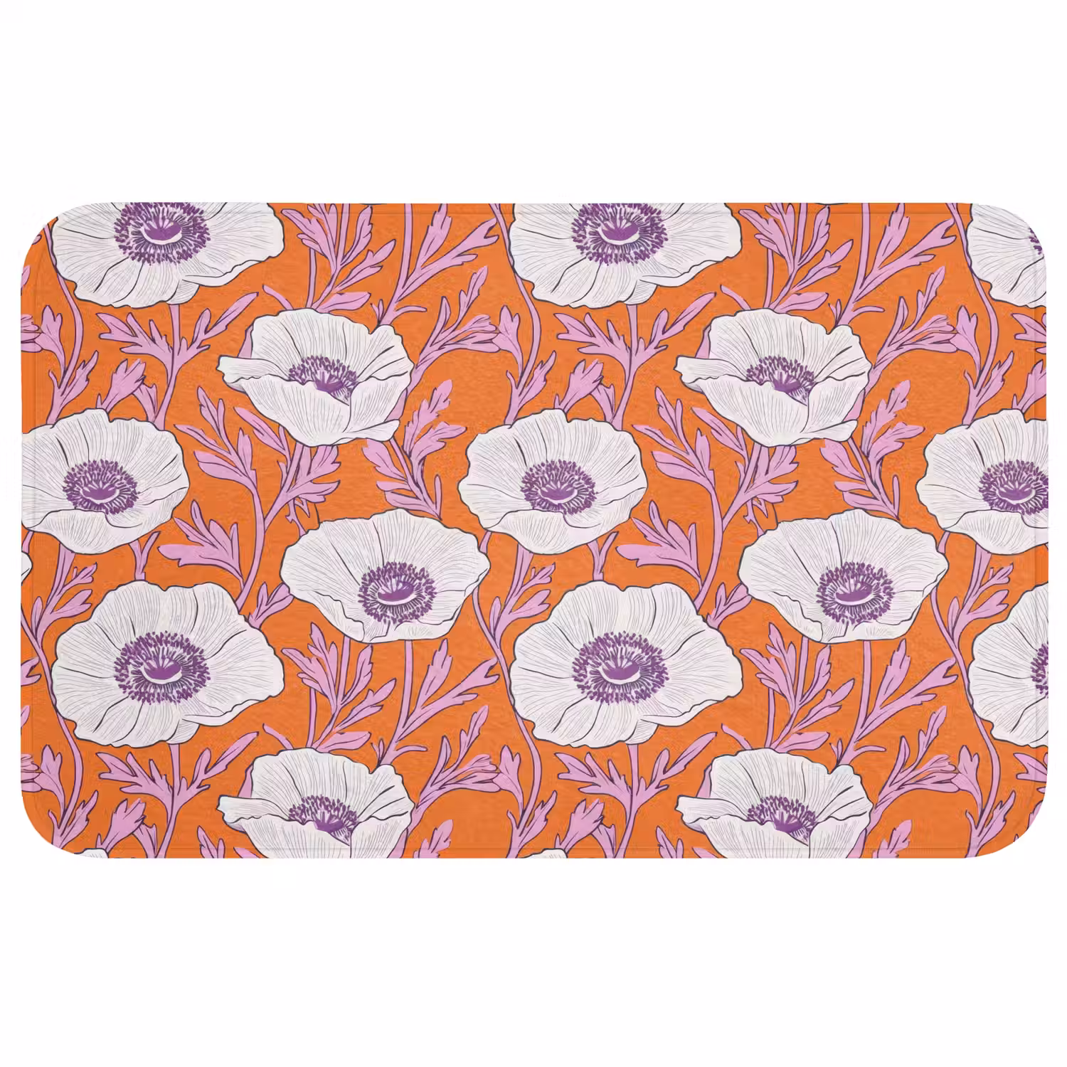 Bloemen - Grafisch - Oranje Badmat middel 997 -3d
