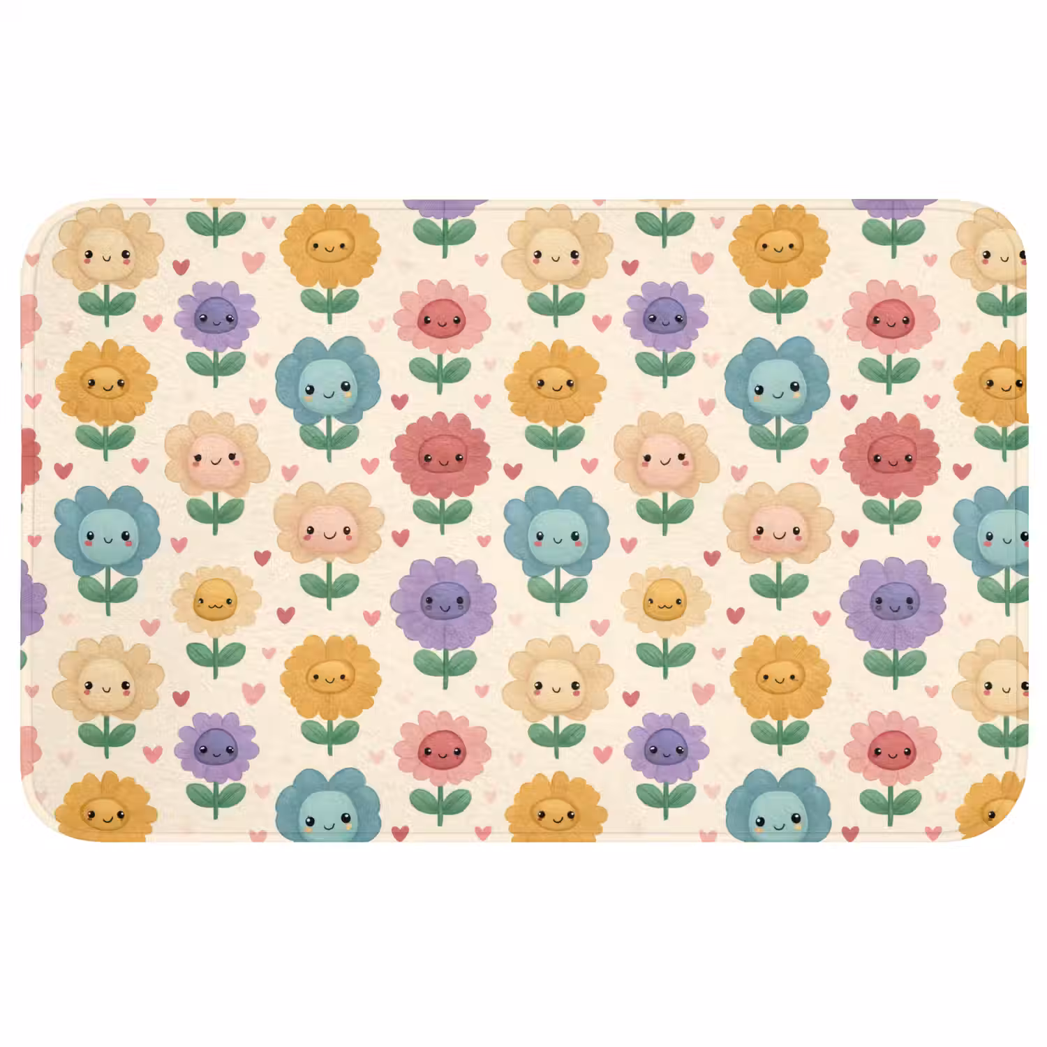Bloemen - Hartjes - Kleurrijk Badmat middel 997 -3d