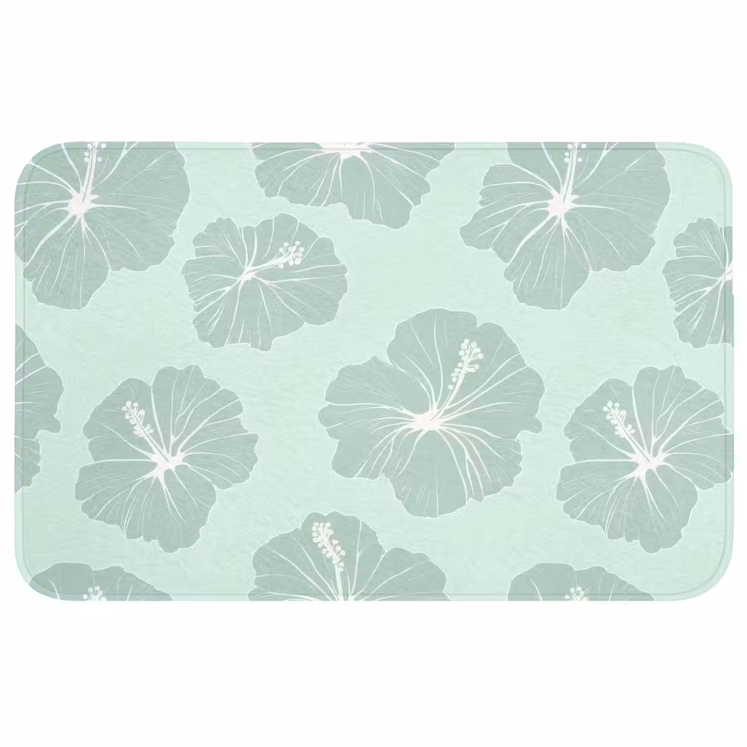 Bloemen - Hibiscus - Mint Badmat middel 997 -3d